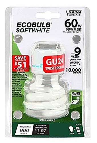 Feit Electric 13-watt Mini Twist Light Bulb - Soft White GU24 Base, 60-watt Equivalent, 1 Count