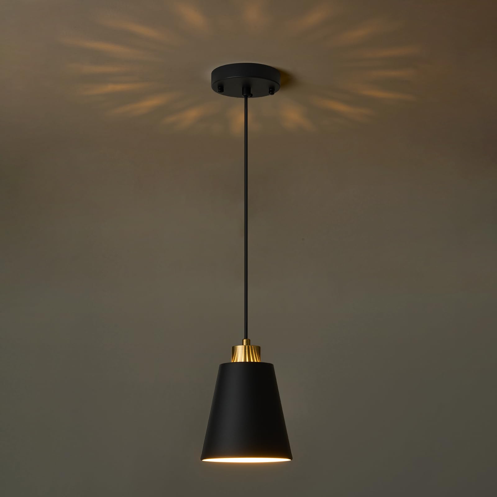 Lamknvs Matte Black Mini Pendant Light 7.87In Cone Kitchen Island Pendant Lighting With Gold Modern Hollow Shade Hanging Light Fixture For Kitchen Dining Room Bar 63 Adjustable Cord  1 Pcs