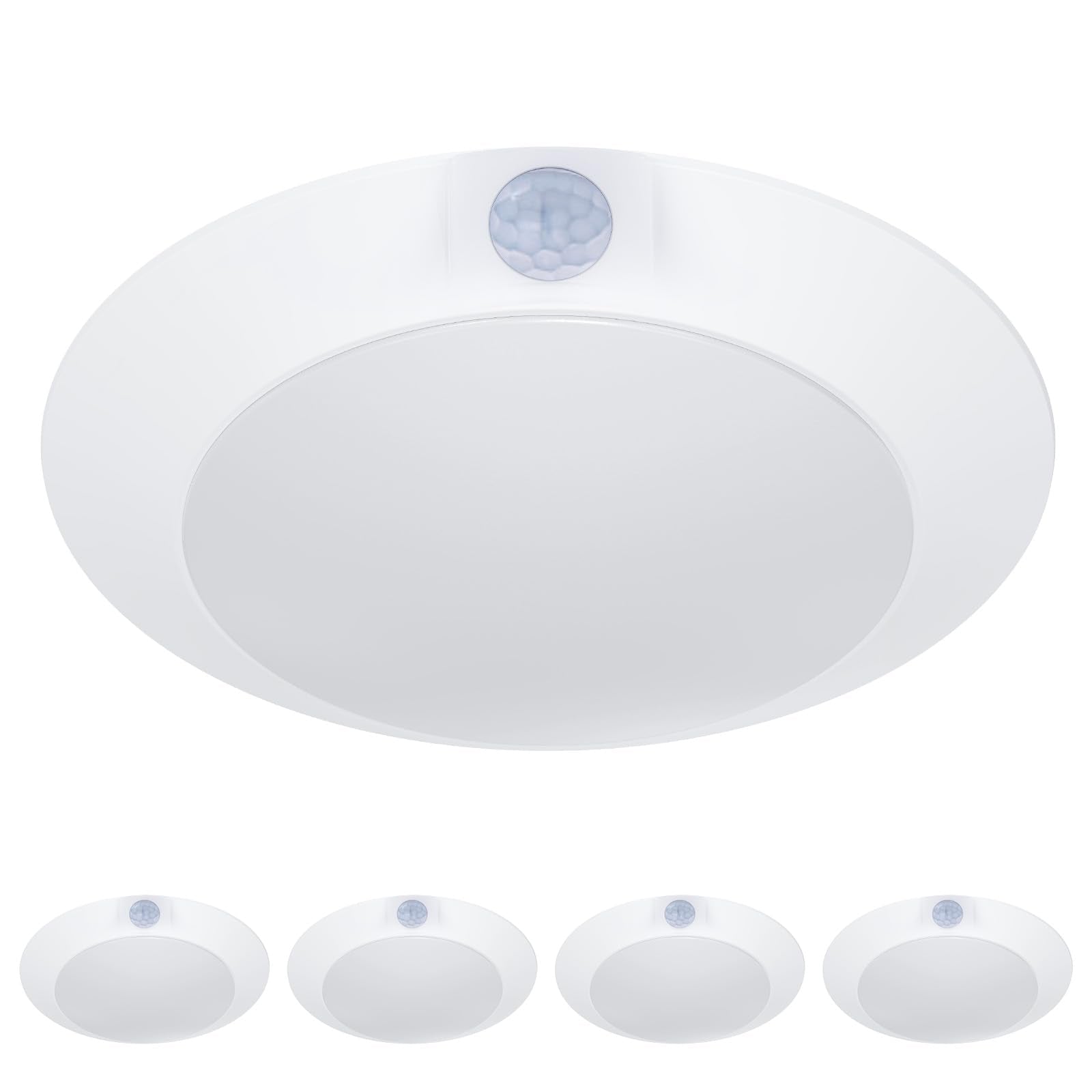 Sofiton LED Disk Lights Motion Sensor 14W 3000K Flush Mount Ceiling Light 6 Inch Metal 4 Pack
