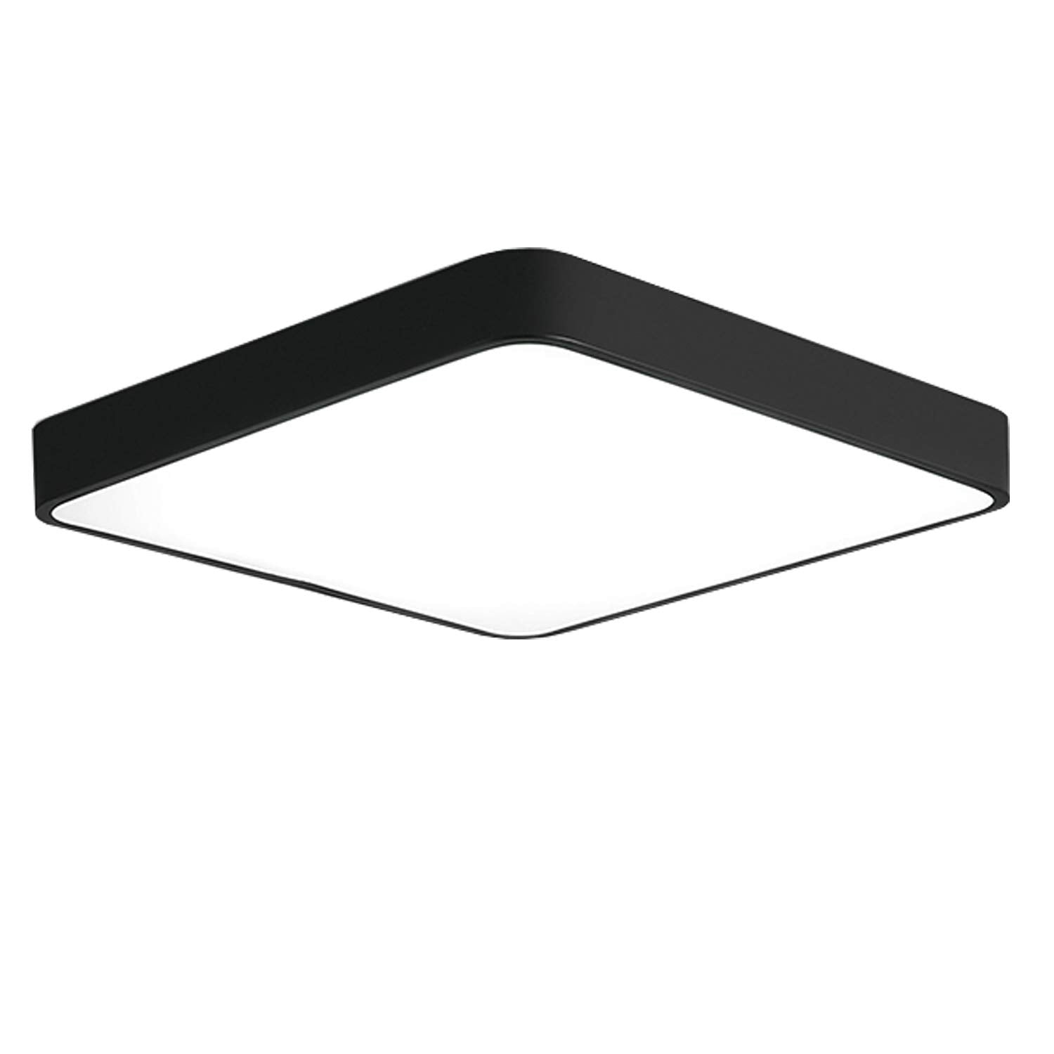 Ganeed LED Ceiling Light Flush Mount 24W 12-Inch Modern Ceiling Lamp Fixture Square 6500K Cool White Energy Saving Lighting Fixture for Living Bathroom Dining Room Black