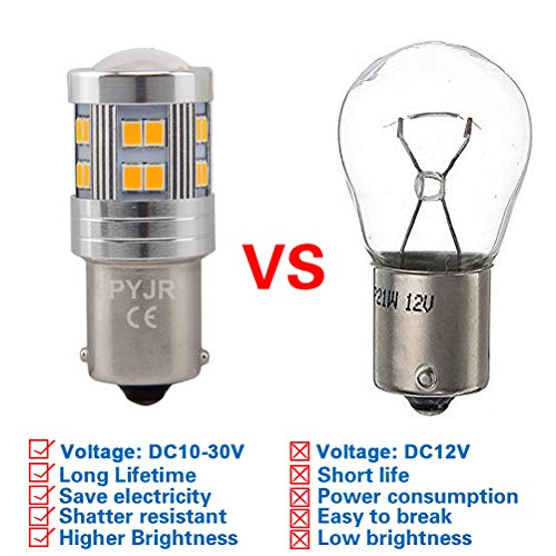 Pyjr 1156 Amber Led Bulb, 1000 Lumens, Ac/Dc 10-30V, Pack Of 2