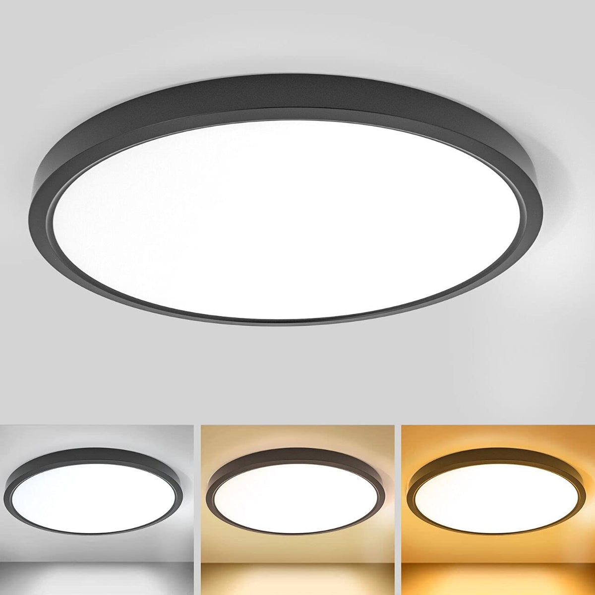 Roomratv 36W Led Ceiling Light, 16 Inch Easy Installation Dimmable Flush Mount Light Fixture,3 Light Color Changeable, Brightnes