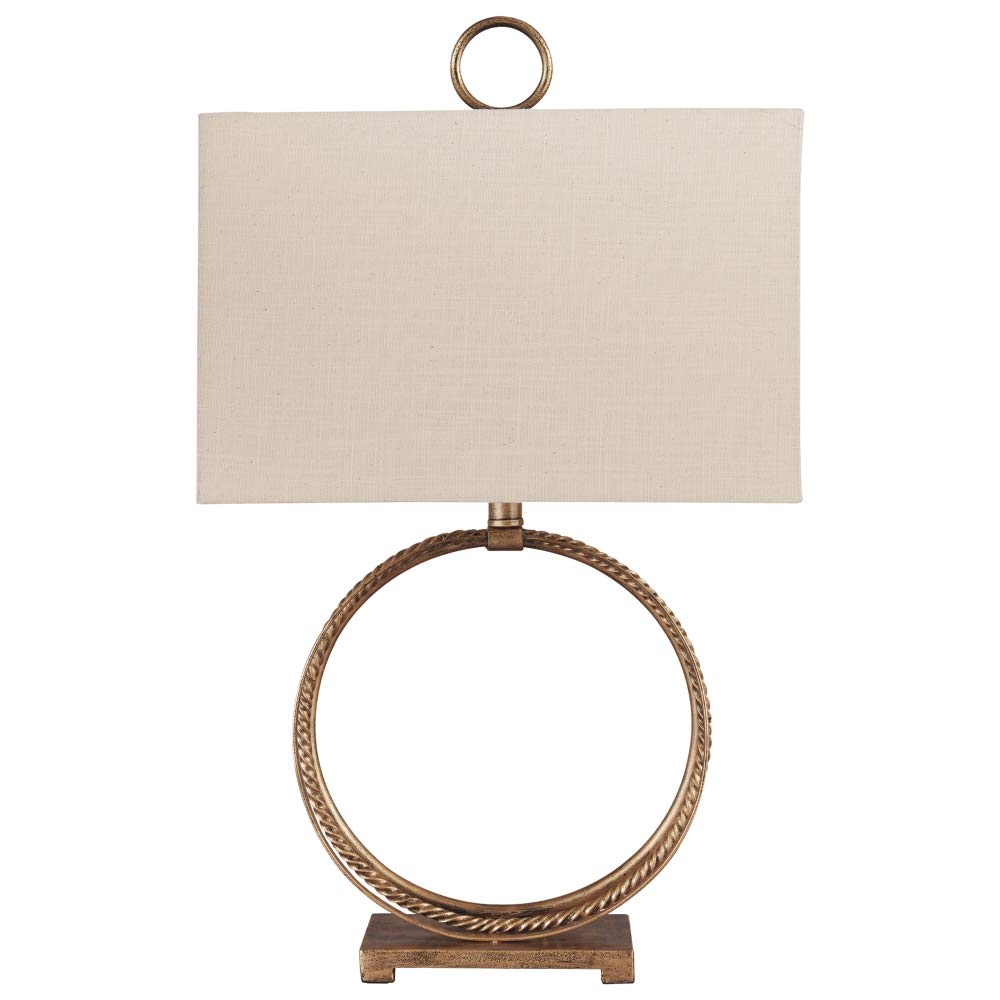 Signature Design by Ashley Table Lamp, Metal, 28in, Antique Gold & Copper, Model L208124, Set of Two