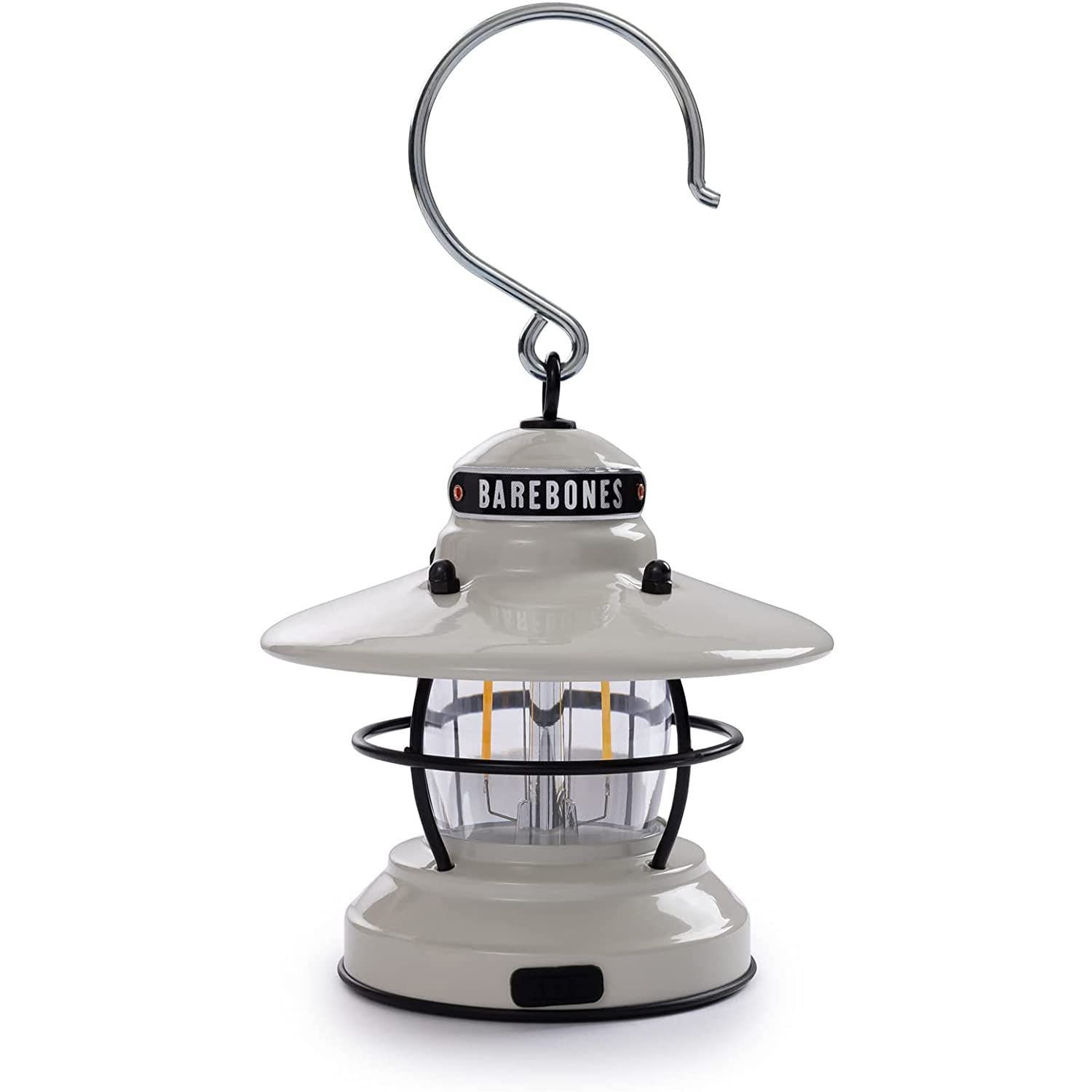 Barebones Edison Mini Lantern - Vintage LED Camping Light, Adjustable Brightness, Weatherproof, 1 Pack, Vintage White, Model LIV-170