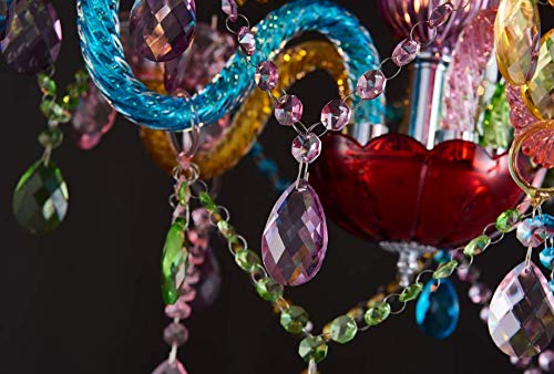 SM Saint Mossi Modern K9 Crystal Chandelier, 5-Light Pendant Fixture, Multi-Color, Adjustable Chain, H19 x W19, Model SM-DY-19084