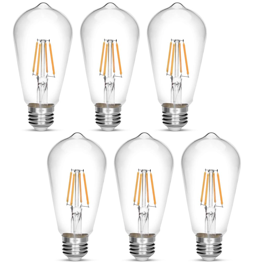 NOTOC Vintage Edison Bulb 4W Equivalent 40W Incandescent ST18 Antique LED Filament Bulbs Non Dimmable 2700K Warm White E26 Led Bulb Pack of 6