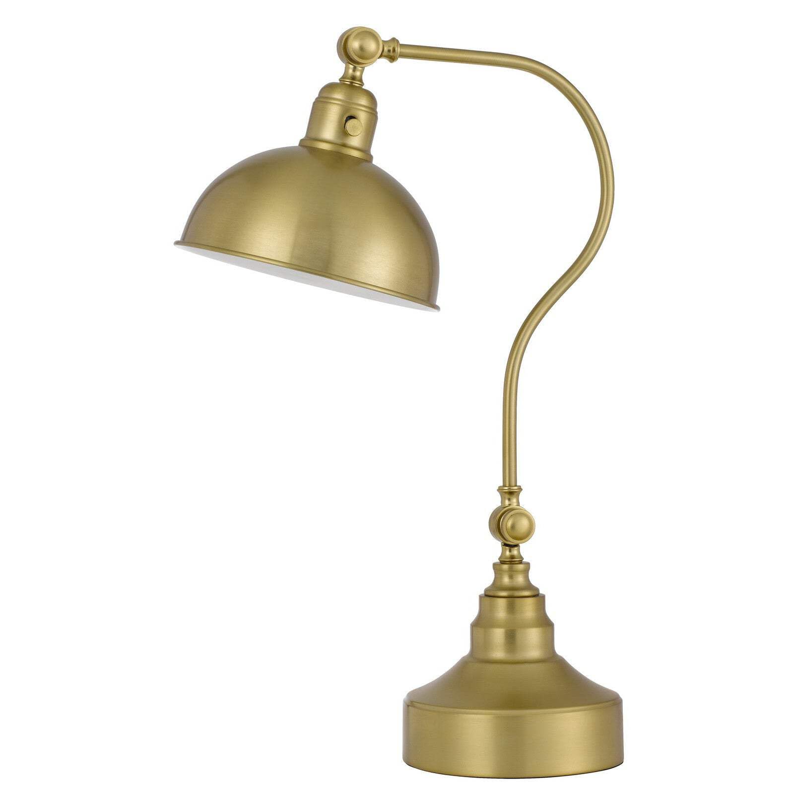 Homeroots 25 In. Metal Desk Table Lamp With Antiqued Brass Dome Shade, Model 524725
