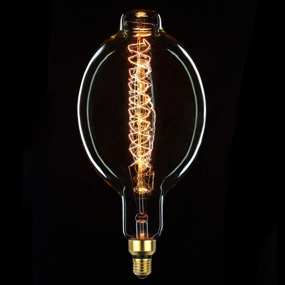Tianfan Giant Edison Bulb Bt180 Vintage Incandescent 60W Spiral Filament 110/130V E26 Big Size Light Bulb