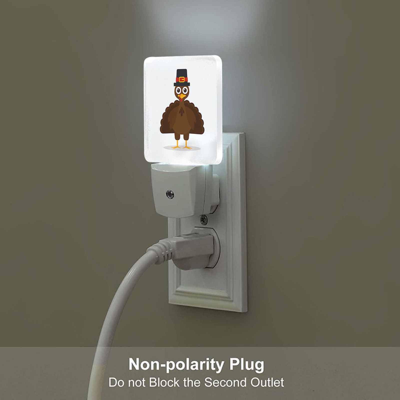 Led Night Light Plug Into Wall With Dusk To Dawn Light Sensor White Energy Efficient Cartoon Turkey White Autumn Nightlight For