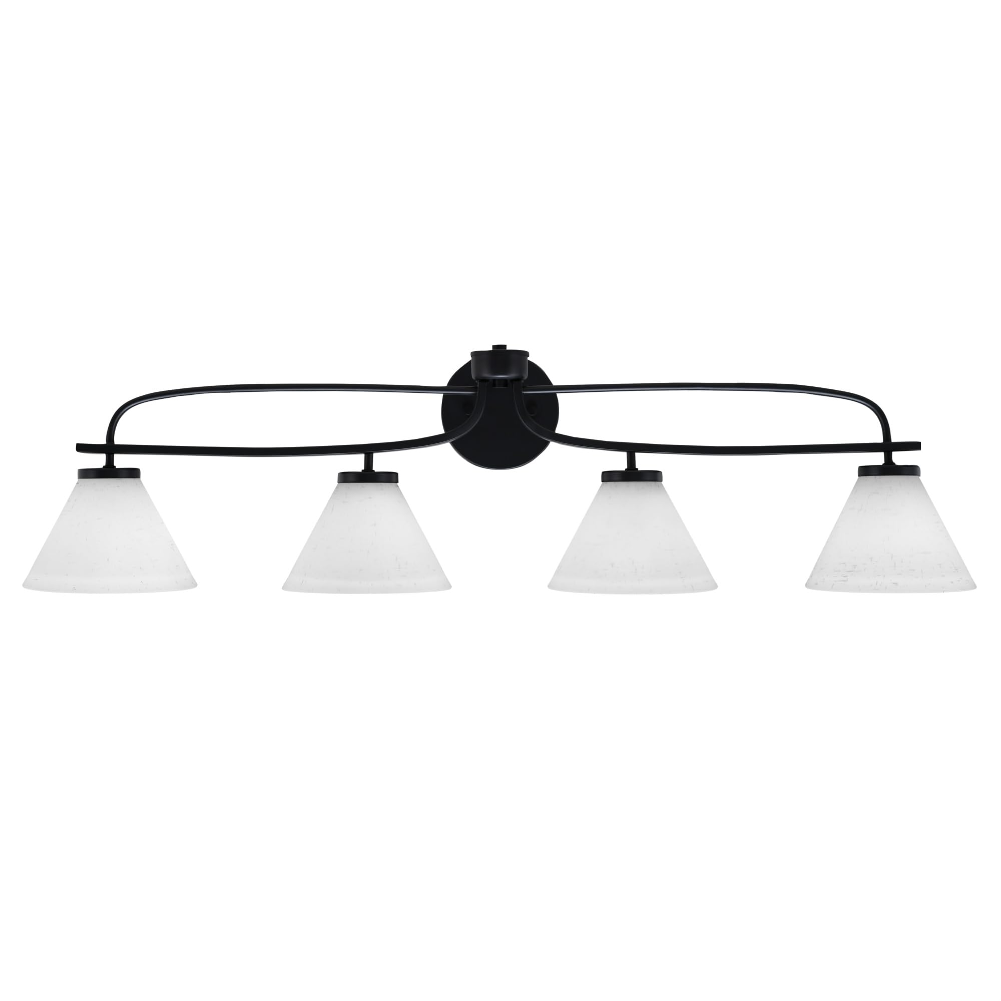 Cavella 4 Light Bath Bar Shown In Matte Black Finish With 7" White Muslin Glass