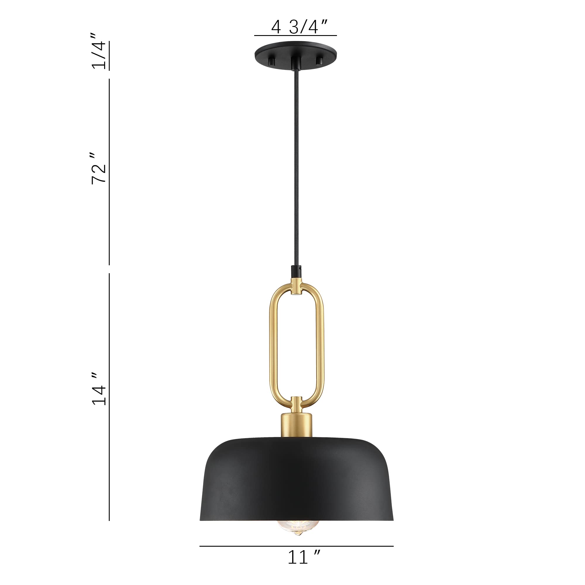 Giiland Industrial Pendant Lighting Fixture, 3-Pack Black Metal Shade Hanging Light For Kitchen Island Dining Room, Adjustable L