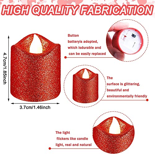 SATYAM KRAFT 6 Pcs Flameless and Smokeless Decorative Acrylic Glitter Votive led Candle Tea Light Candle Perfect for Gifting Dec
