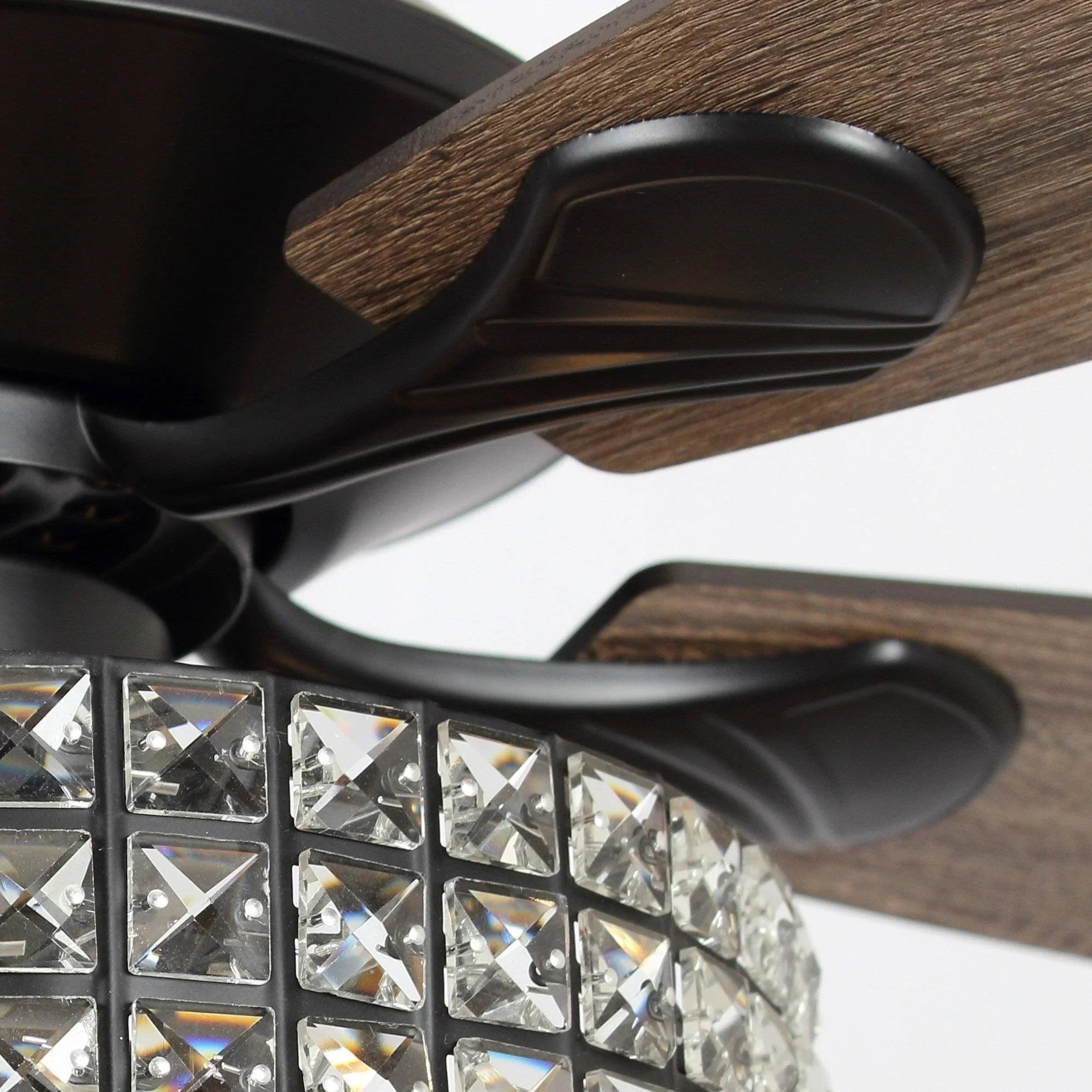 52" Nowthen Modern Crystal Chandelier Ceiling Fan with Led Light and Remote Control 5 Blades Chrome