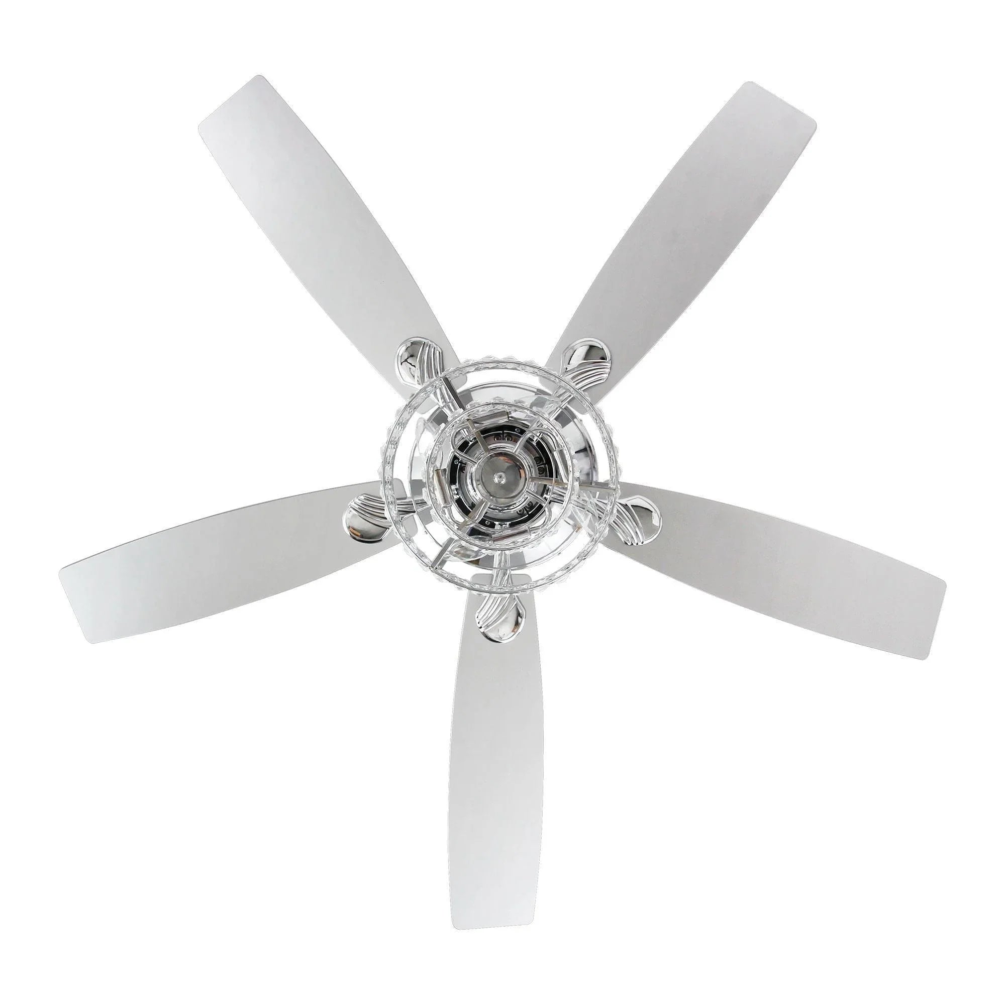 52" Nowthen Modern Crystal Chandelier Ceiling Fan with Led Light and Remote Control 5 Blades Chrome