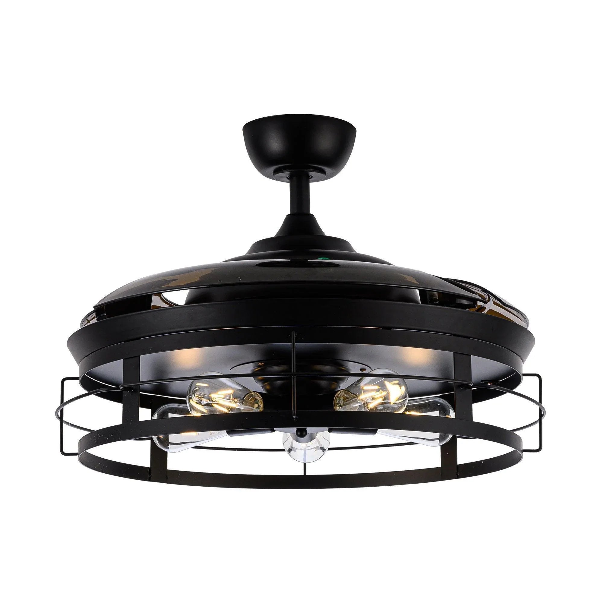 52" Industrial Downrod Mount Ceiling Fan with Lighting and Remote Control