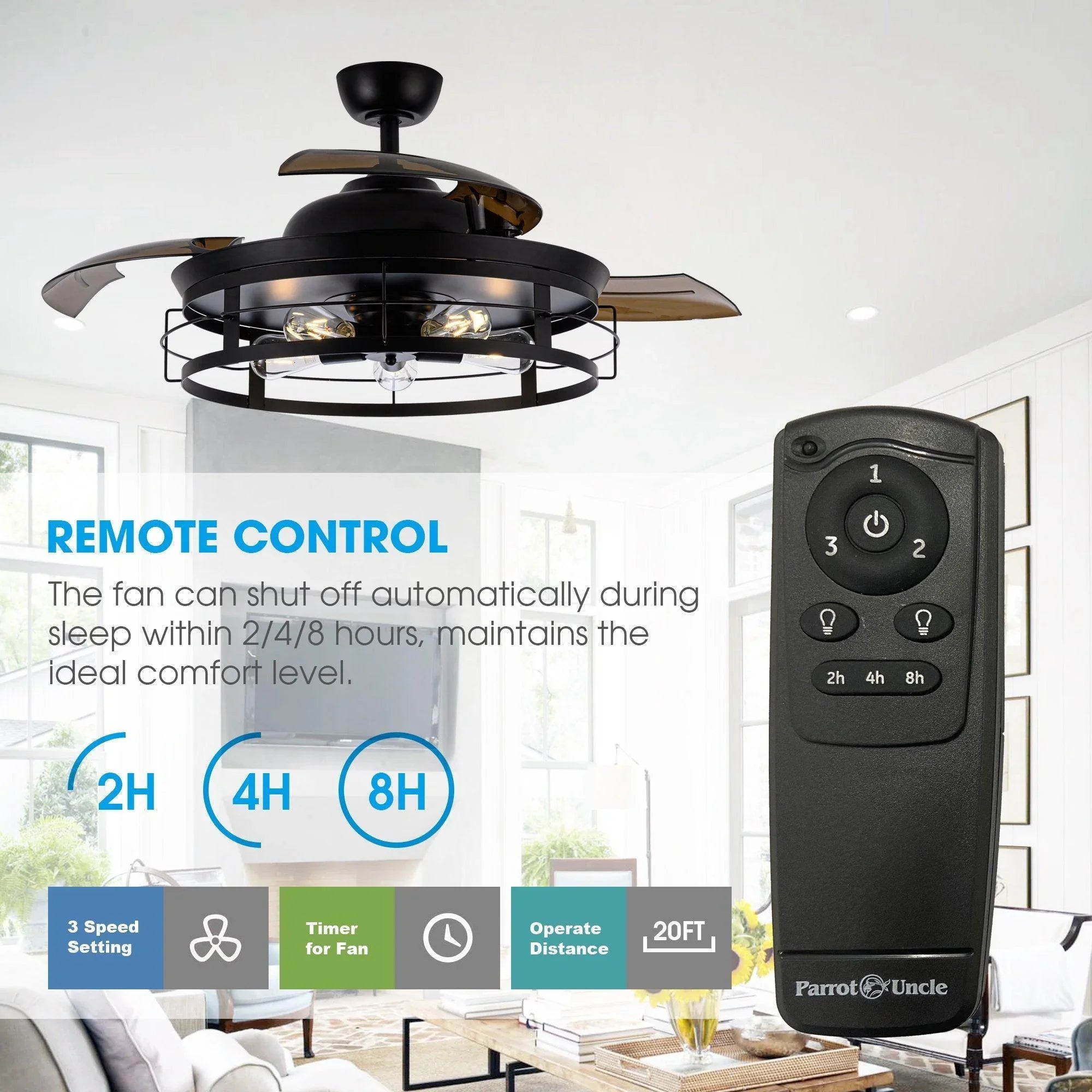 52" Industrial Downrod Mount Ceiling Fan with Lighting and Remote Control