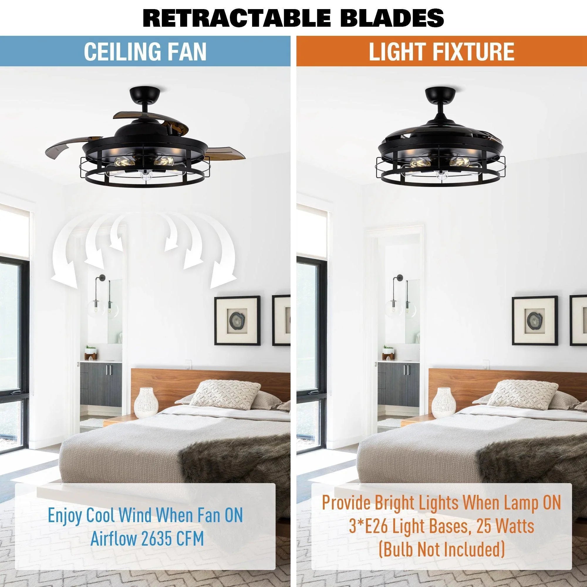 52" Industrial Downrod Mount Ceiling Fan with Lighting and Remote Control