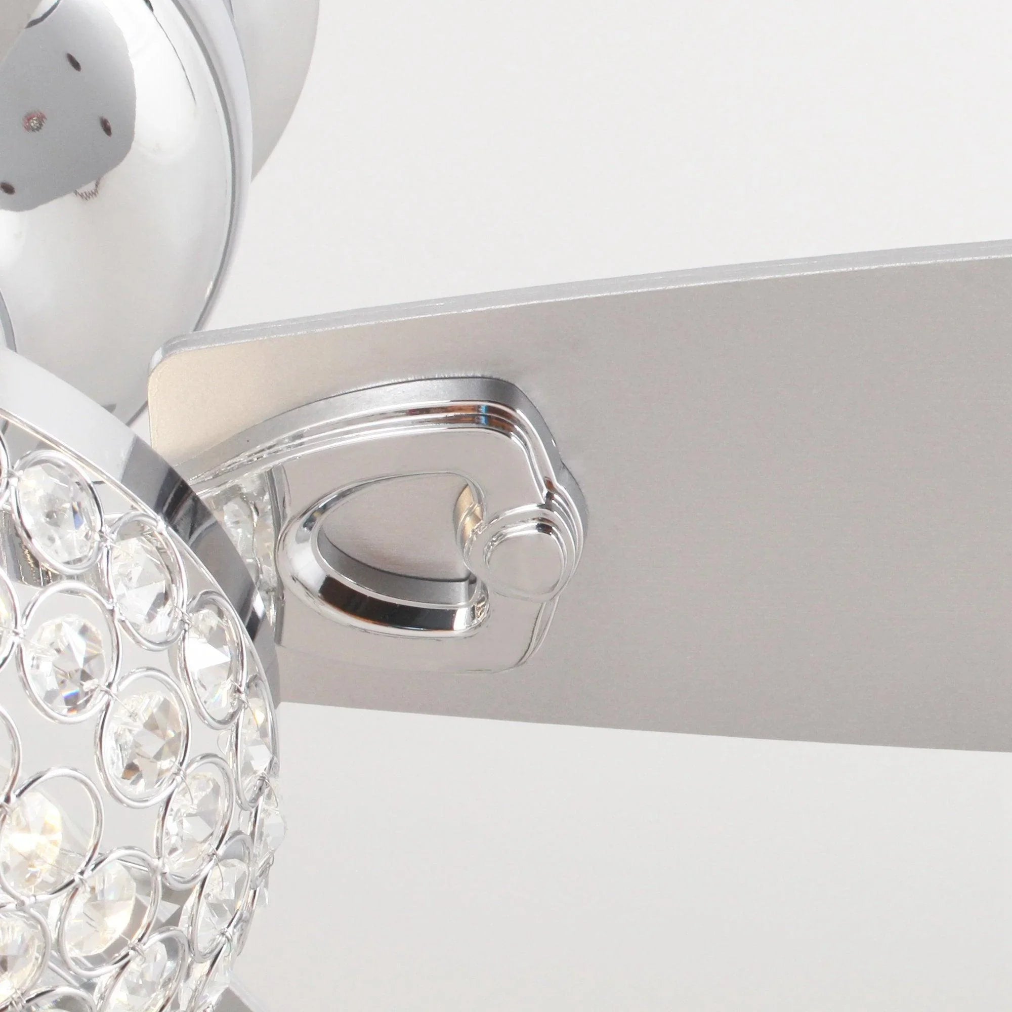 52" Modern Chrome Flush Mount Reversible Crystal Ceiling Fan with Lighting and Remote Control