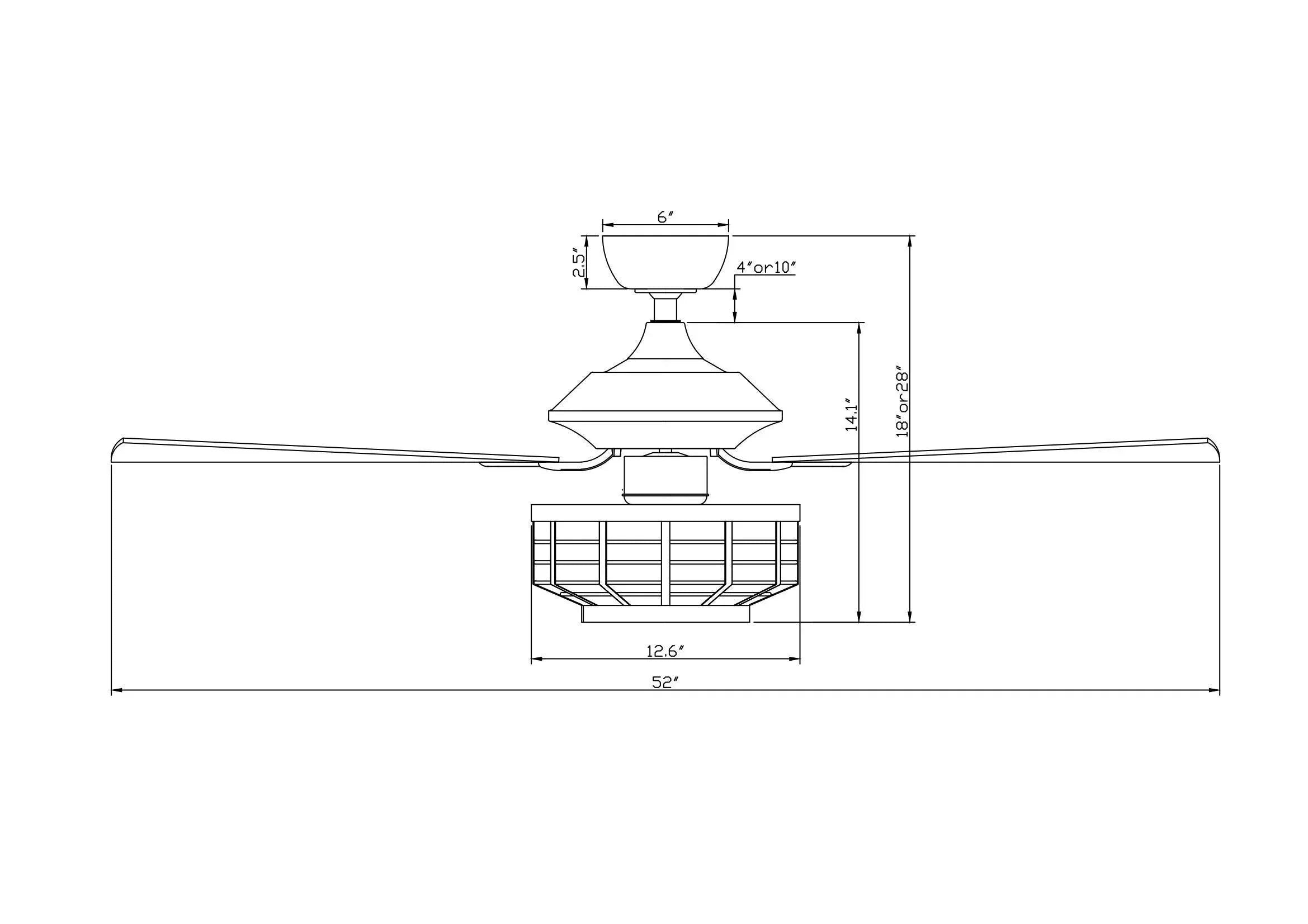 52" Paquette In Indoor Matte Black Industrial Ceiling Fan with Remote Control and Light Kit
