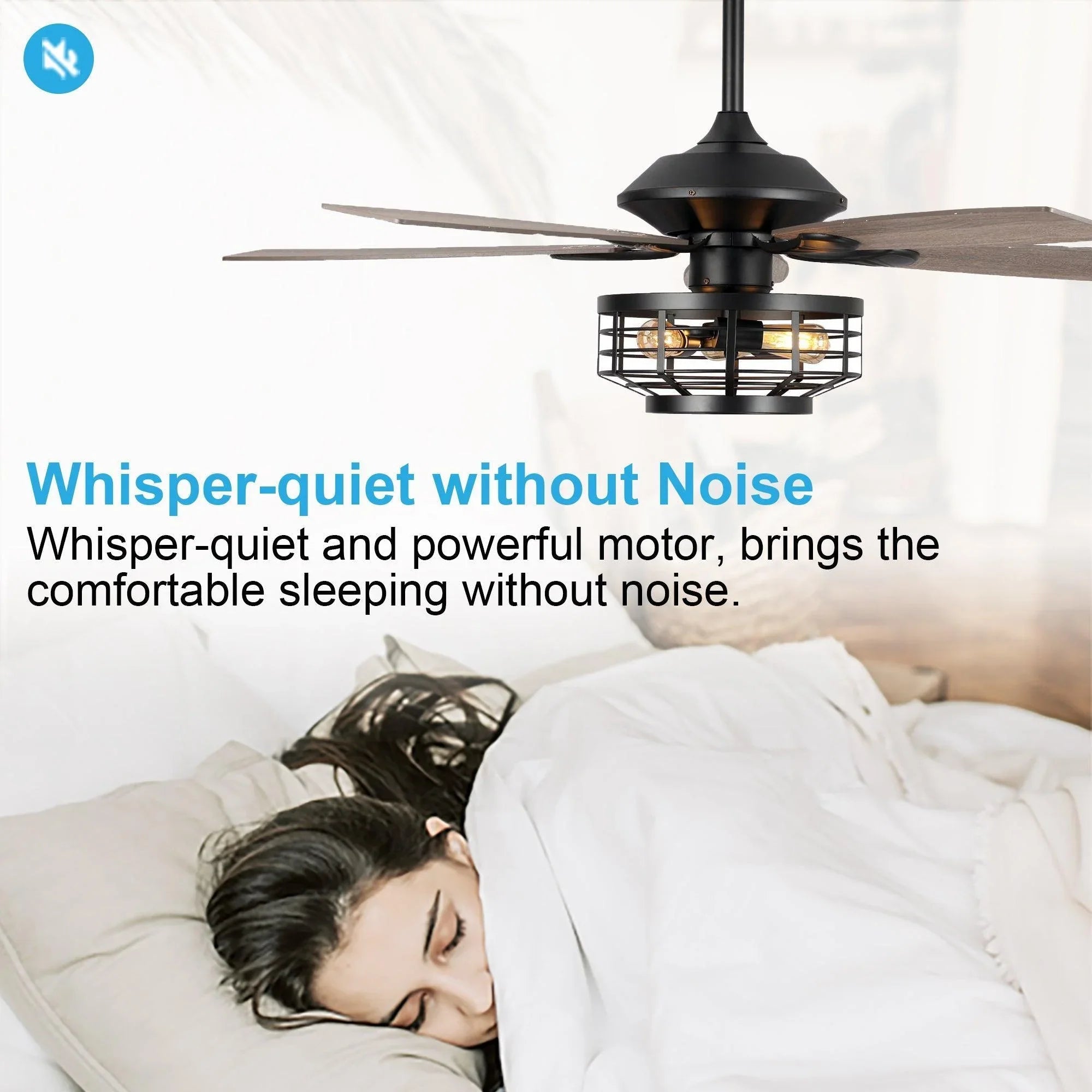 52" Paquette In Indoor Matte Black Industrial Ceiling Fan with Remote Control and Light Kit