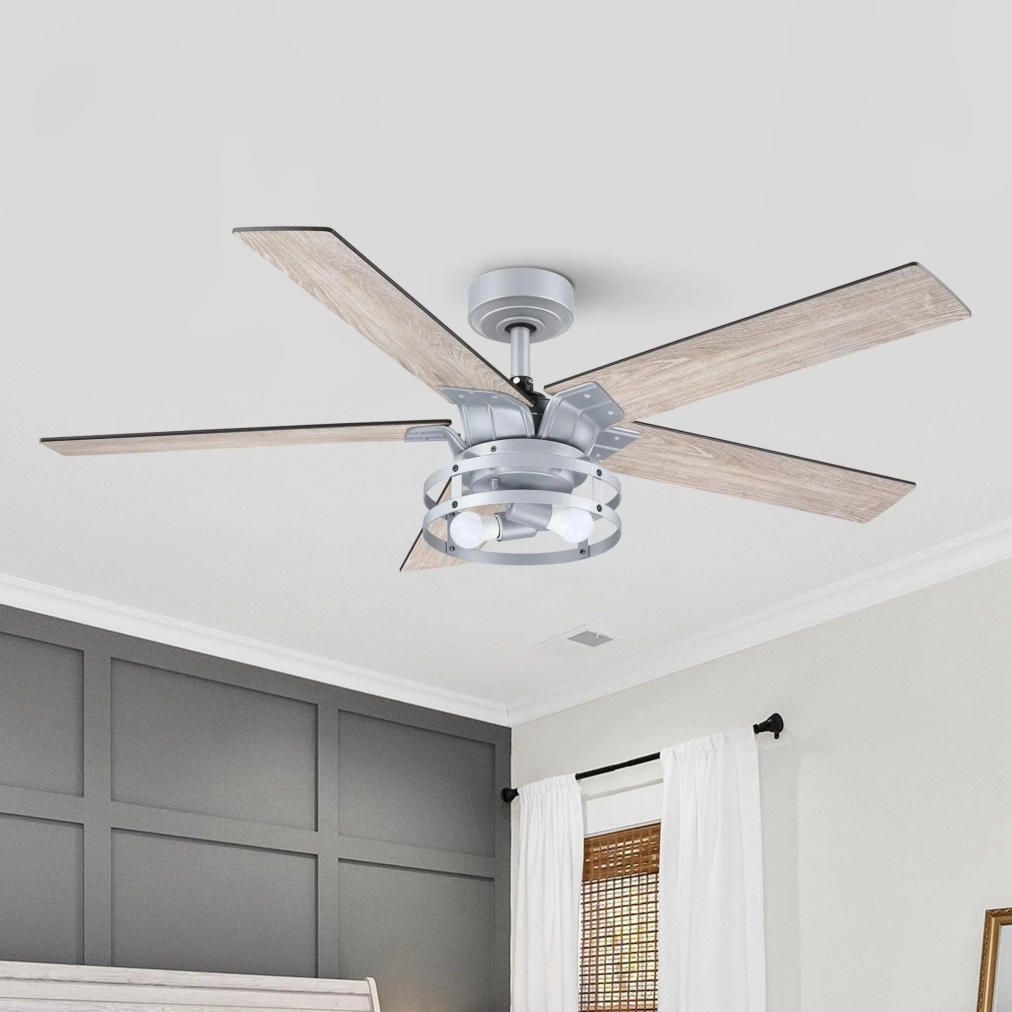 52" Industrial Reversible 5 Blade Led Ceiling Fan