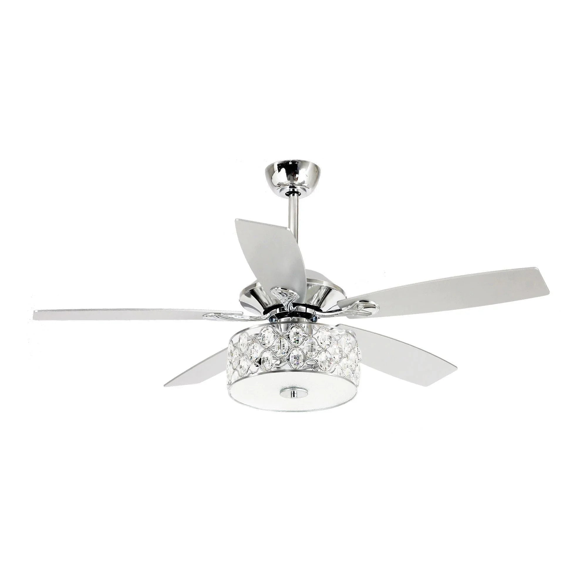 52" Tibuh Modern Crystal Chandelier Ceiling Fan with Led Light And Remote Control 5 Blades Chrome