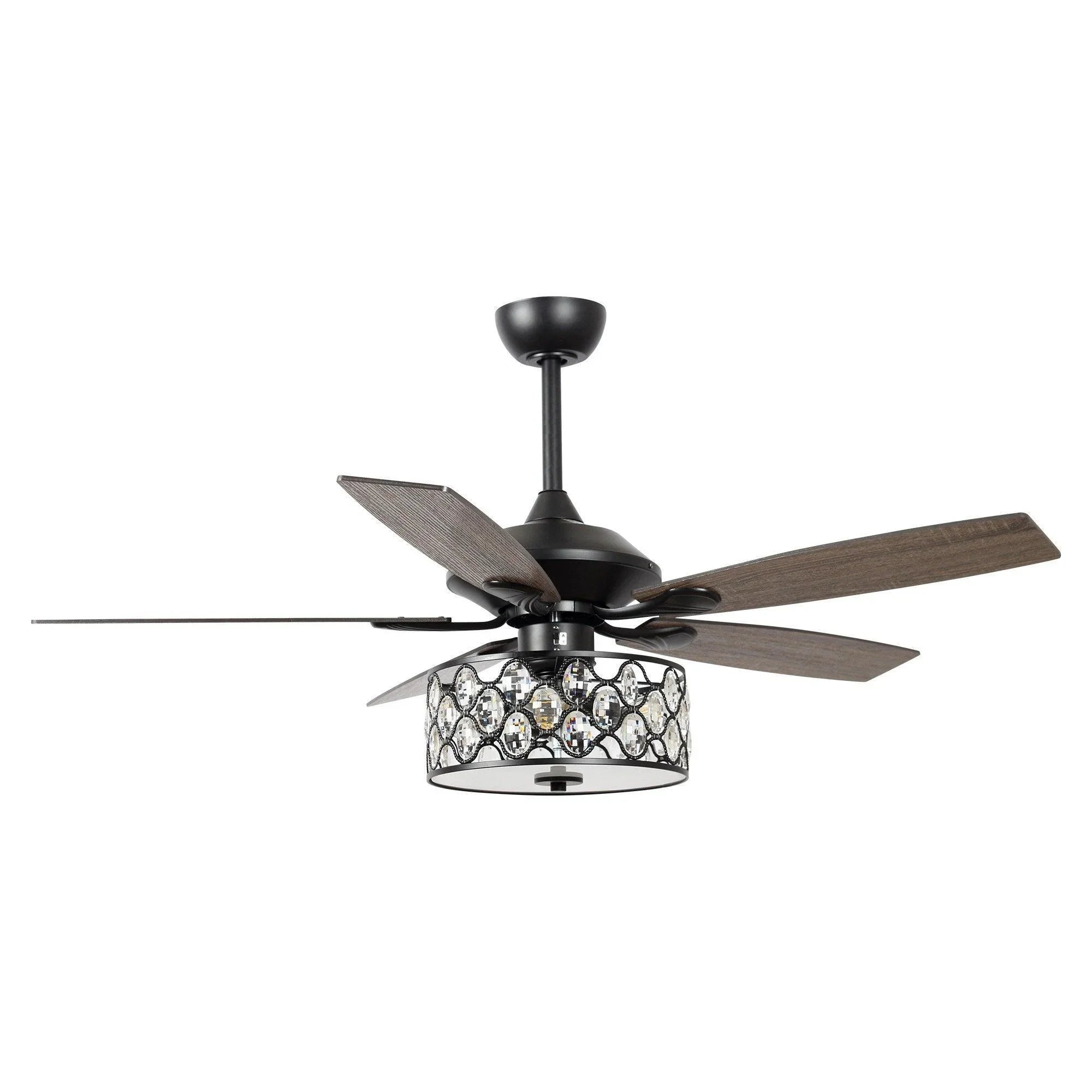 52" Tibuh Modern Crystal Chandelier Ceiling Fan with Led Light And Remote Control 5 Blades Chrome