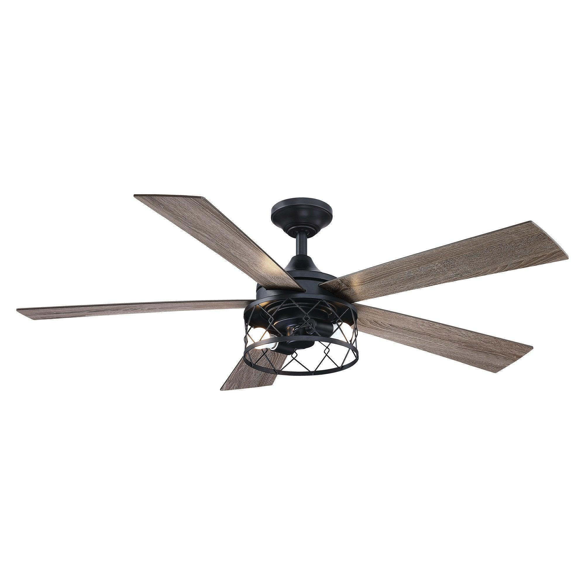 52" Windmill Modern DC Motor Downrod Mount Reversible Ceiling Fan with Lighting and Remote Control