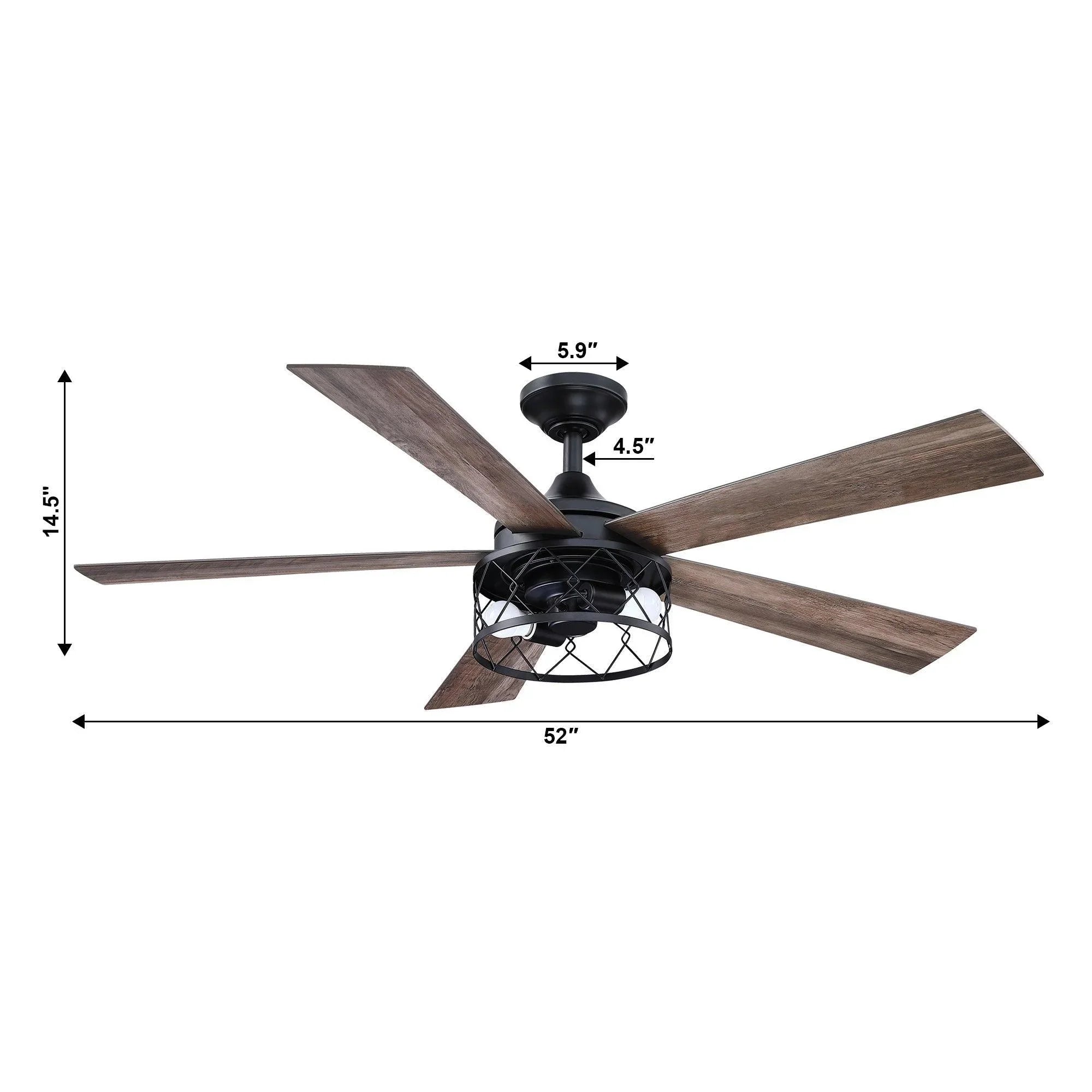 52" Windmill Modern DC Motor Downrod Mount Reversible Ceiling Fan with Lighting and Remote Control