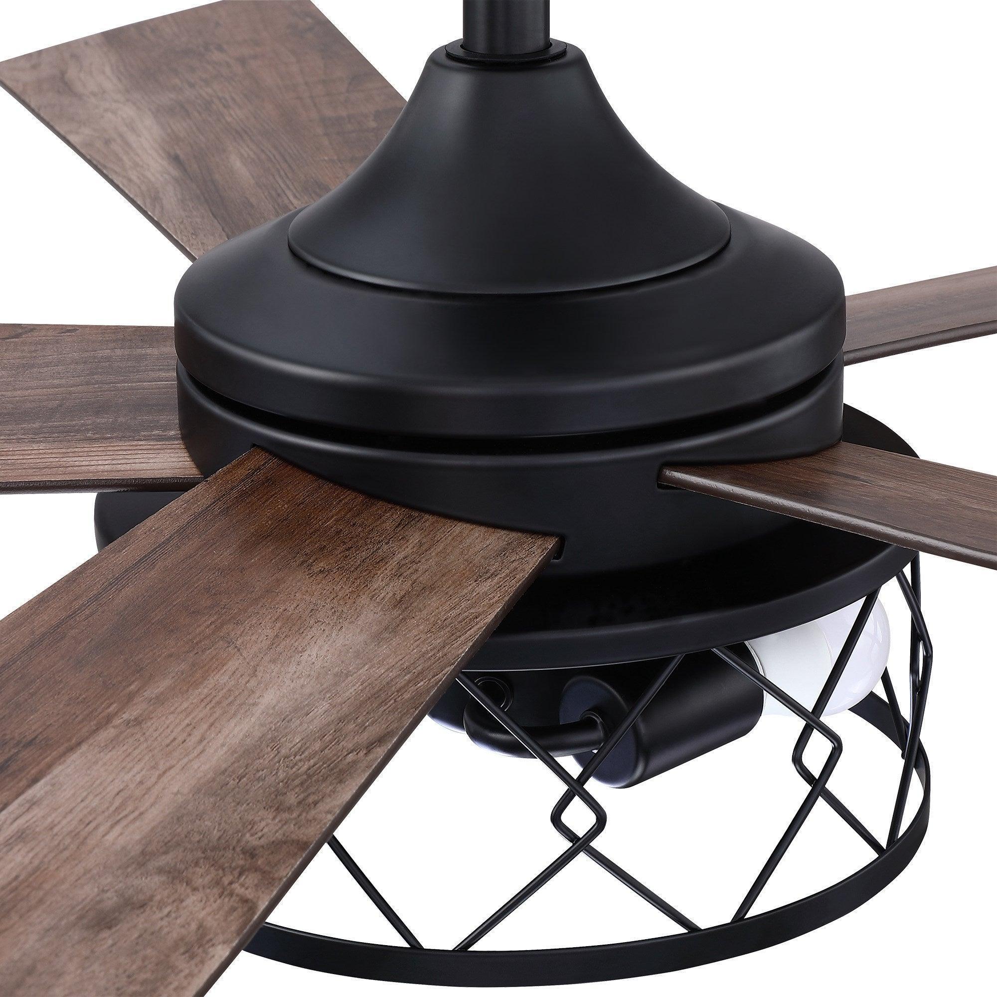 52" Windmill Modern DC Motor Downrod Mount Reversible Ceiling Fan with Lighting and Remote Control