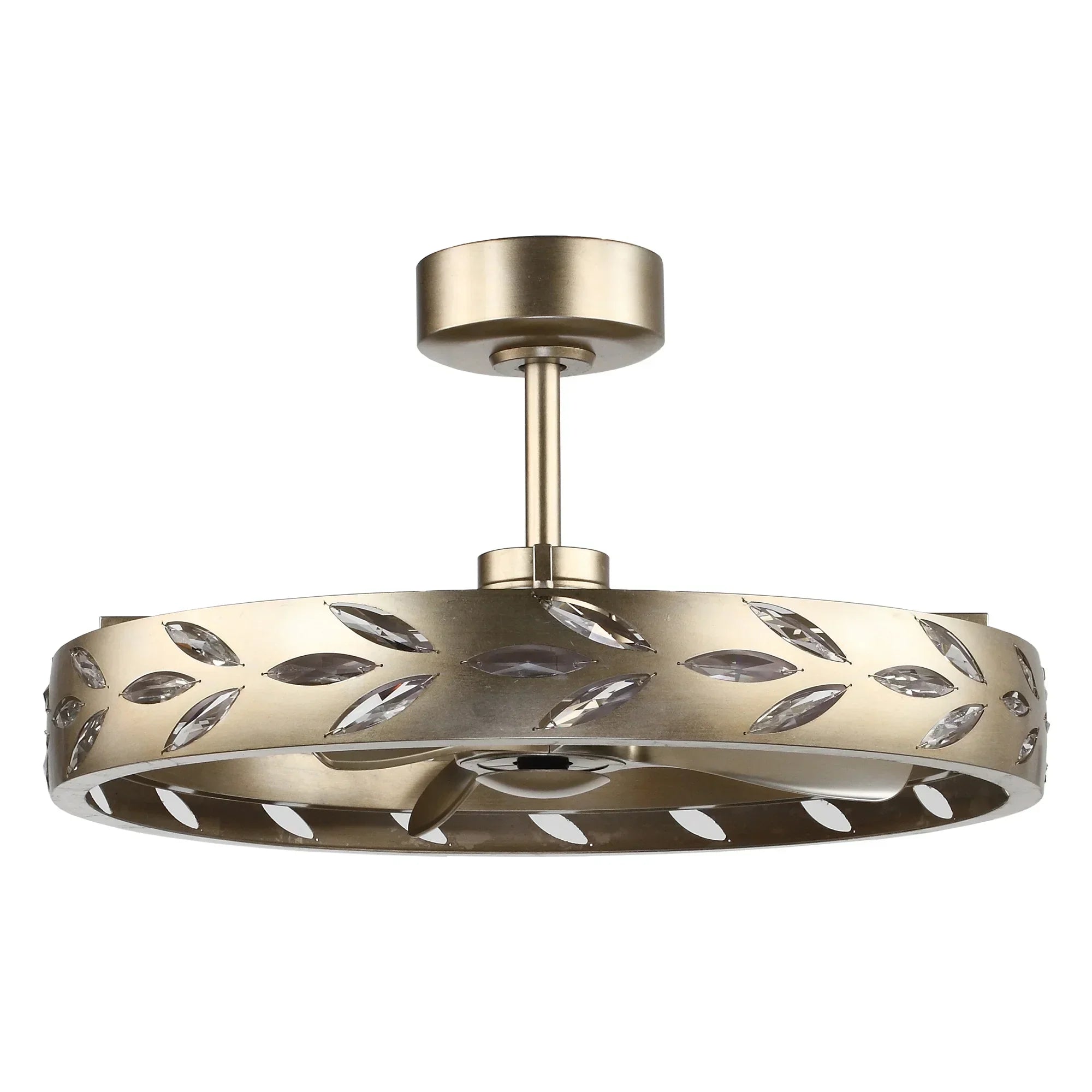 Perimost 29 Inch Antique Silver Downrod Mount Luxury Fandelier with Light and Remote Control