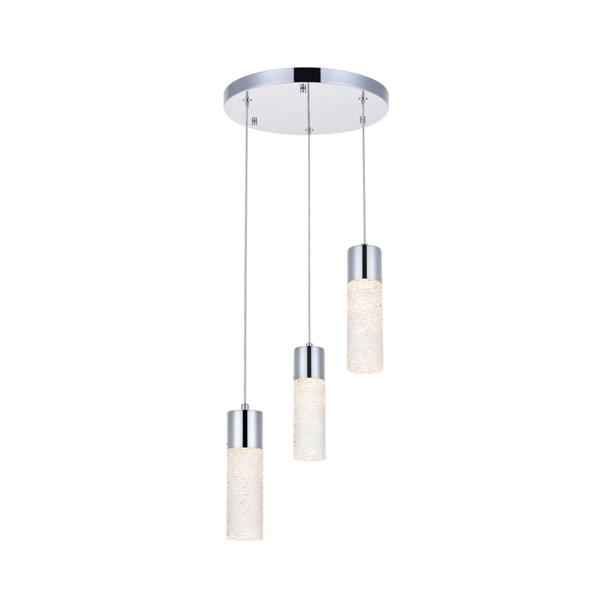 Elegant Lighting 3 Light LED Pendant, Chrome, 8.80x11.80x11.80, Model 5200D12C