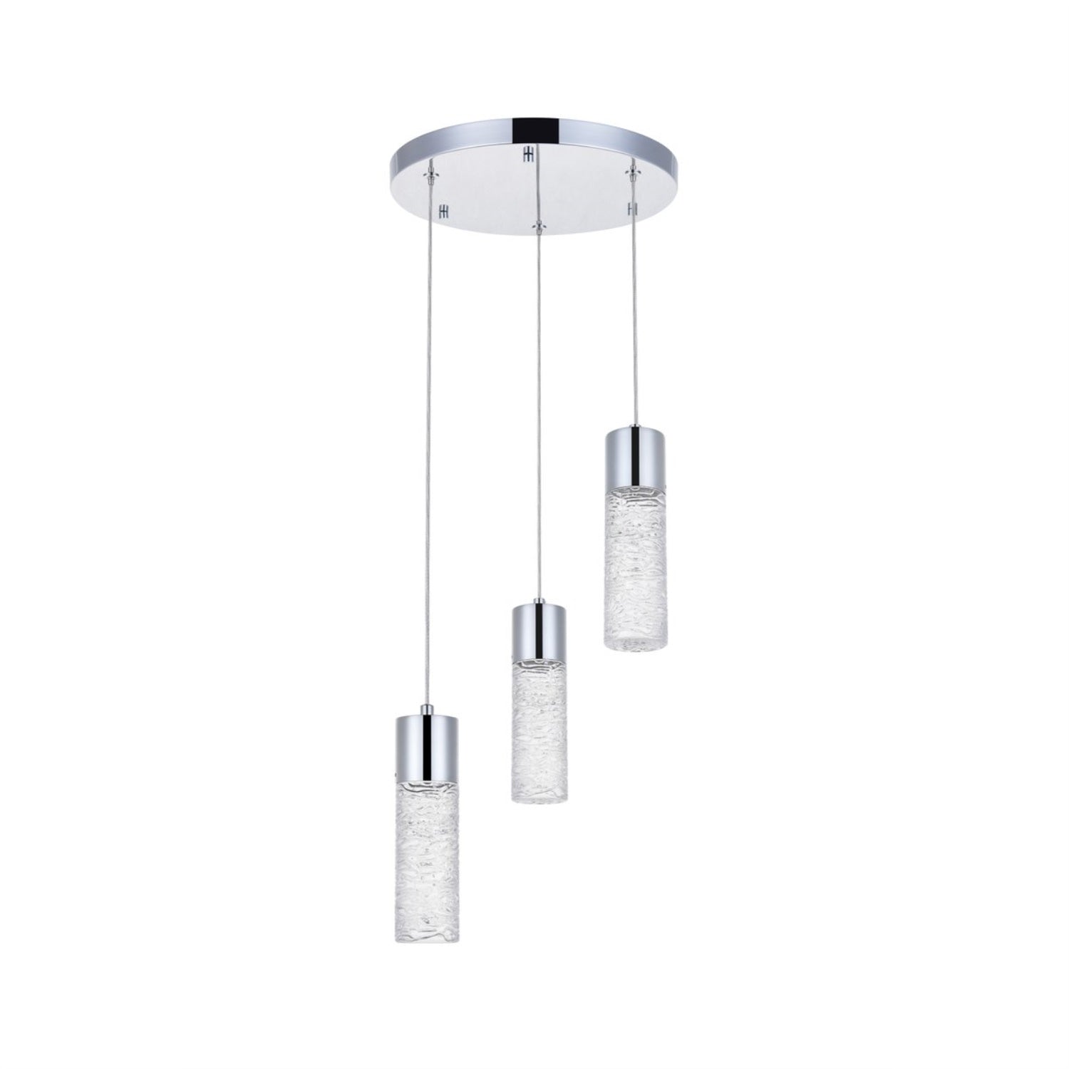Elegant Lighting 3 Light LED Pendant, Chrome, 8.80x11.80x11.80, Model 5200D12C