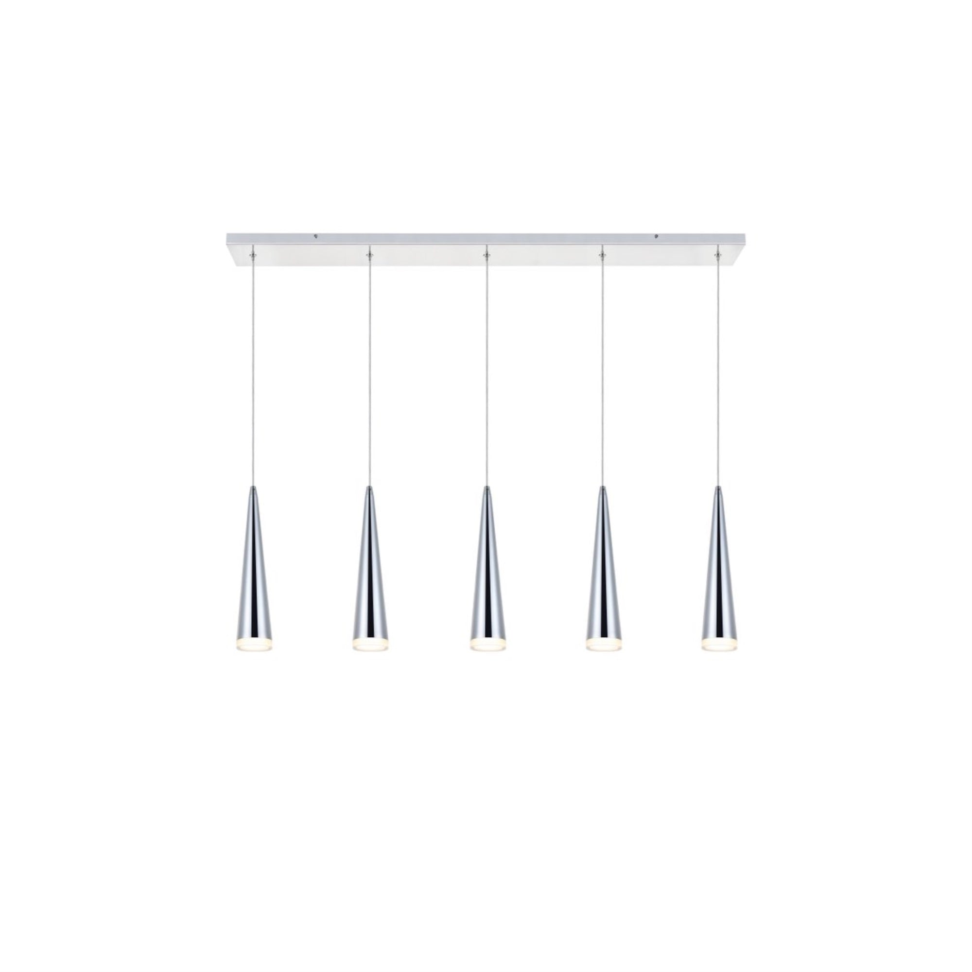 Elegant Lighting 5 Light Led Pendant - Chrome Chandelier For Living Room, Kitchen, Bedroom