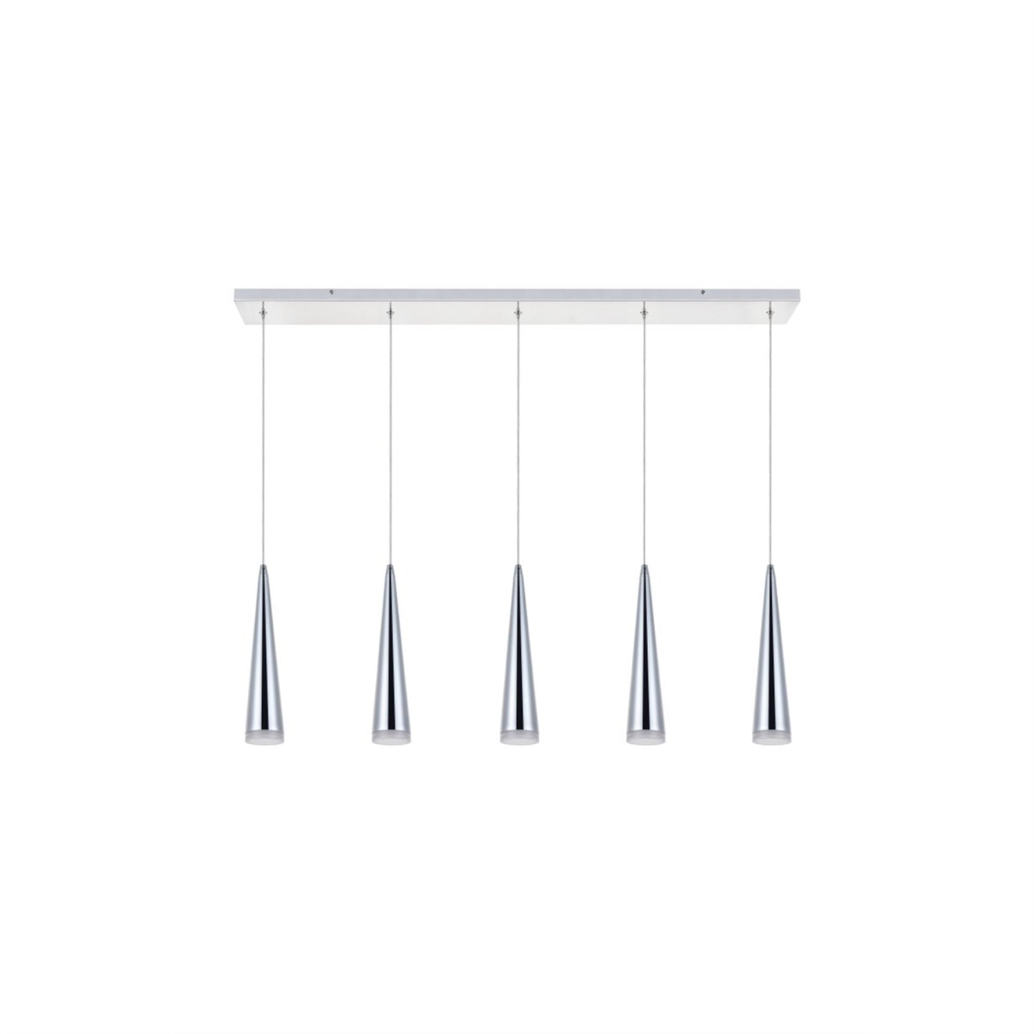 Elegant Lighting 5 Light Led Pendant - Chrome Chandelier For Living Room, Kitchen, Bedroom