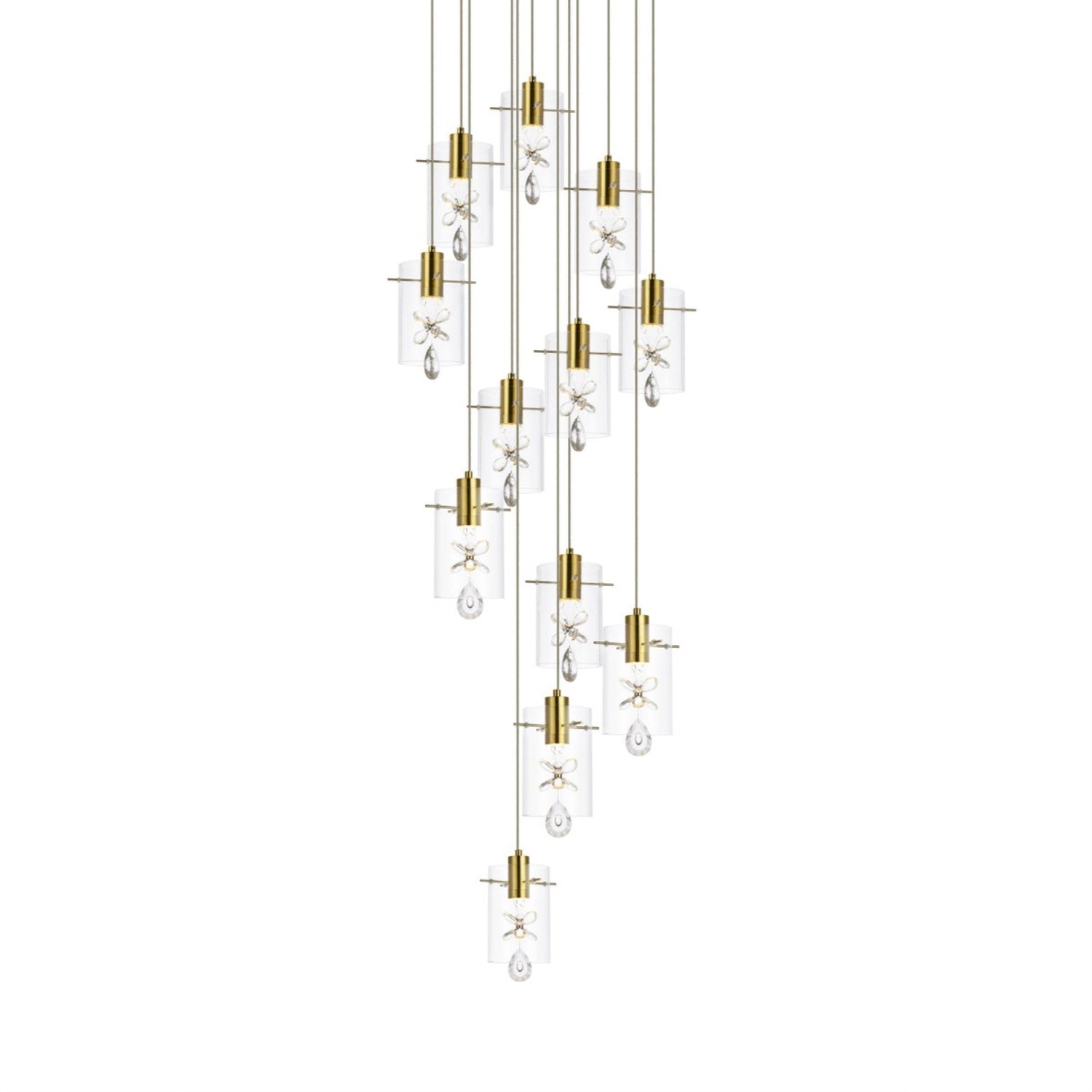 Elegant Lighting Hana 12-Light Pendant, Gold, Glass & Metal, Model 5202D22G, Ideal for Living Room, Kitchen, Bedroom & Hallway