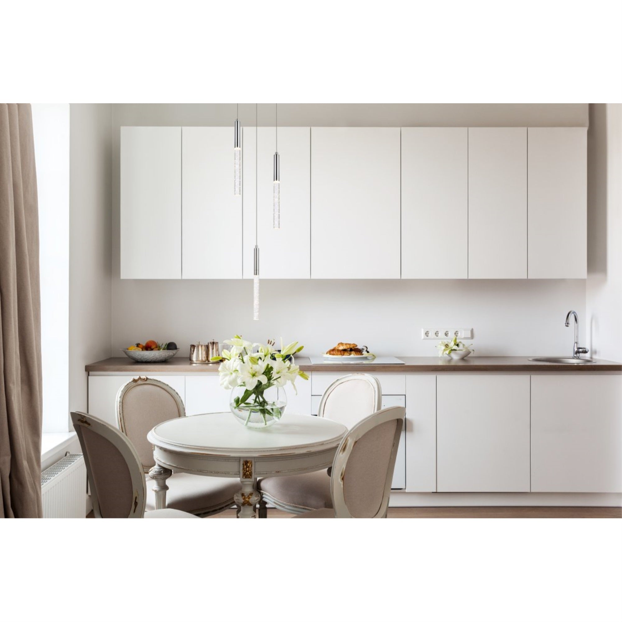 Elegant Lighting Ruelle 3-Light Pendant - Chrome, Metal & Crystal, Ideal for Living Room, Kitchen, Bedroom, Model 5203D12C