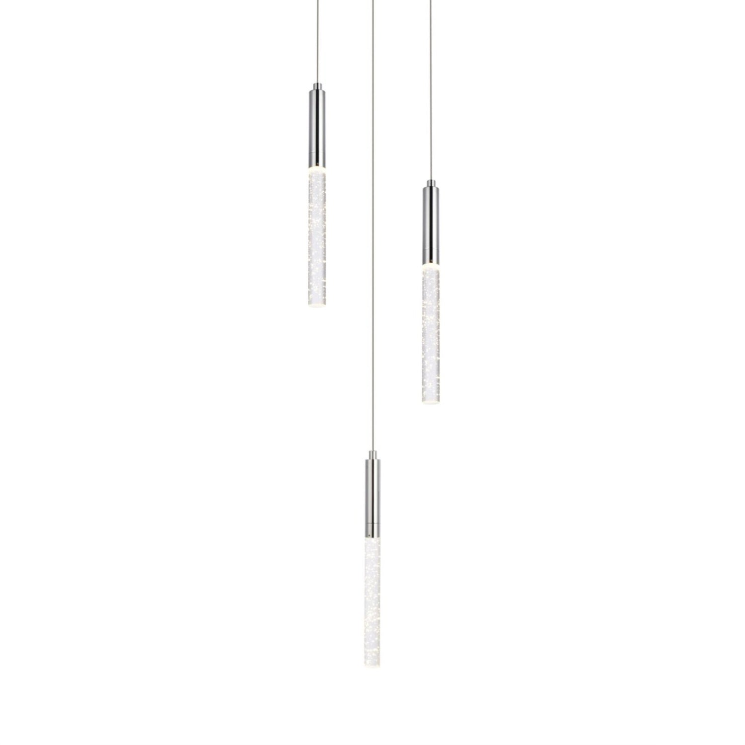 Elegant Lighting Ruelle 3-Light Pendant - Chrome, Metal & Crystal, Ideal for Living Room, Kitchen, Bedroom, Model 5203D12C