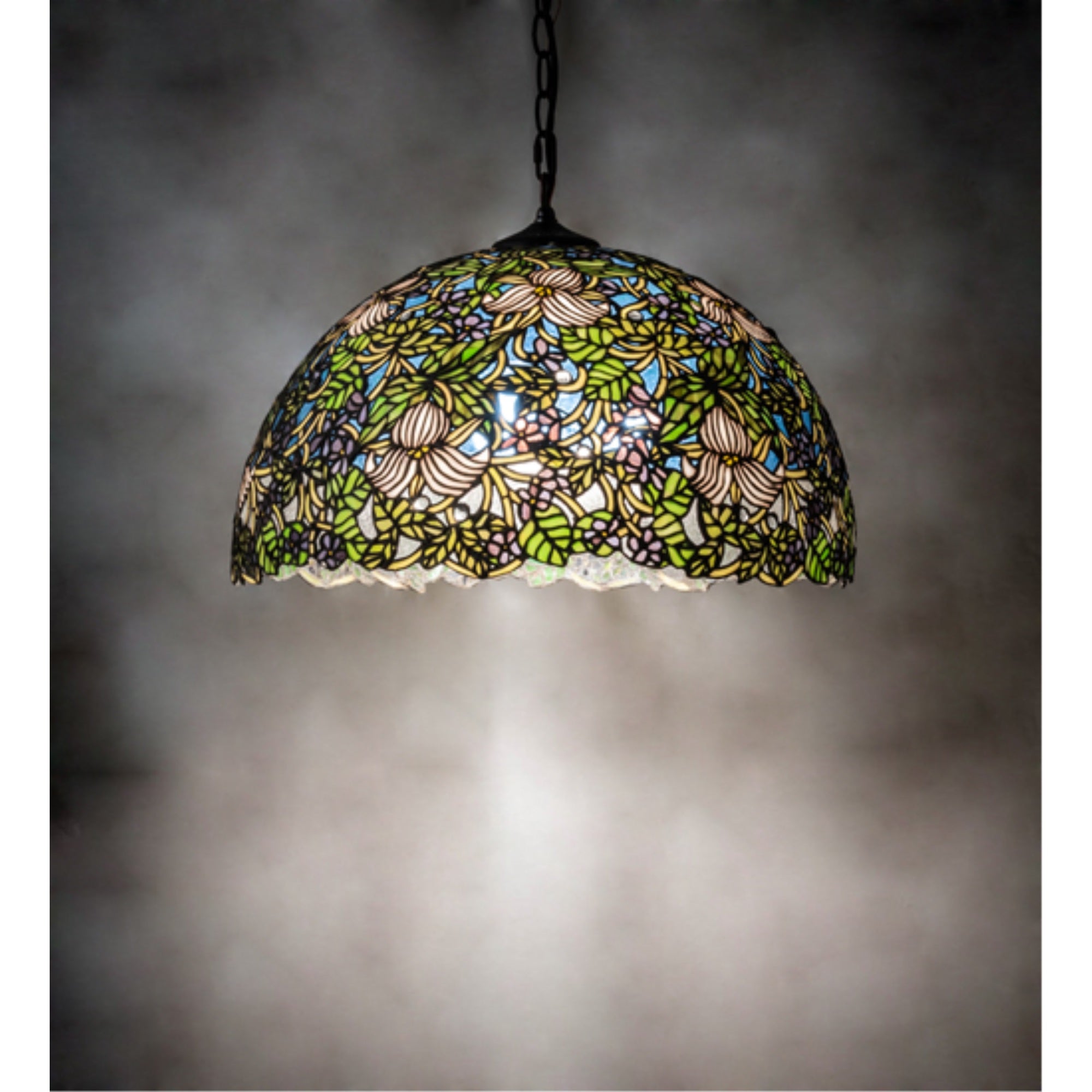 20 inch Wide Trillium & Violet Pendant