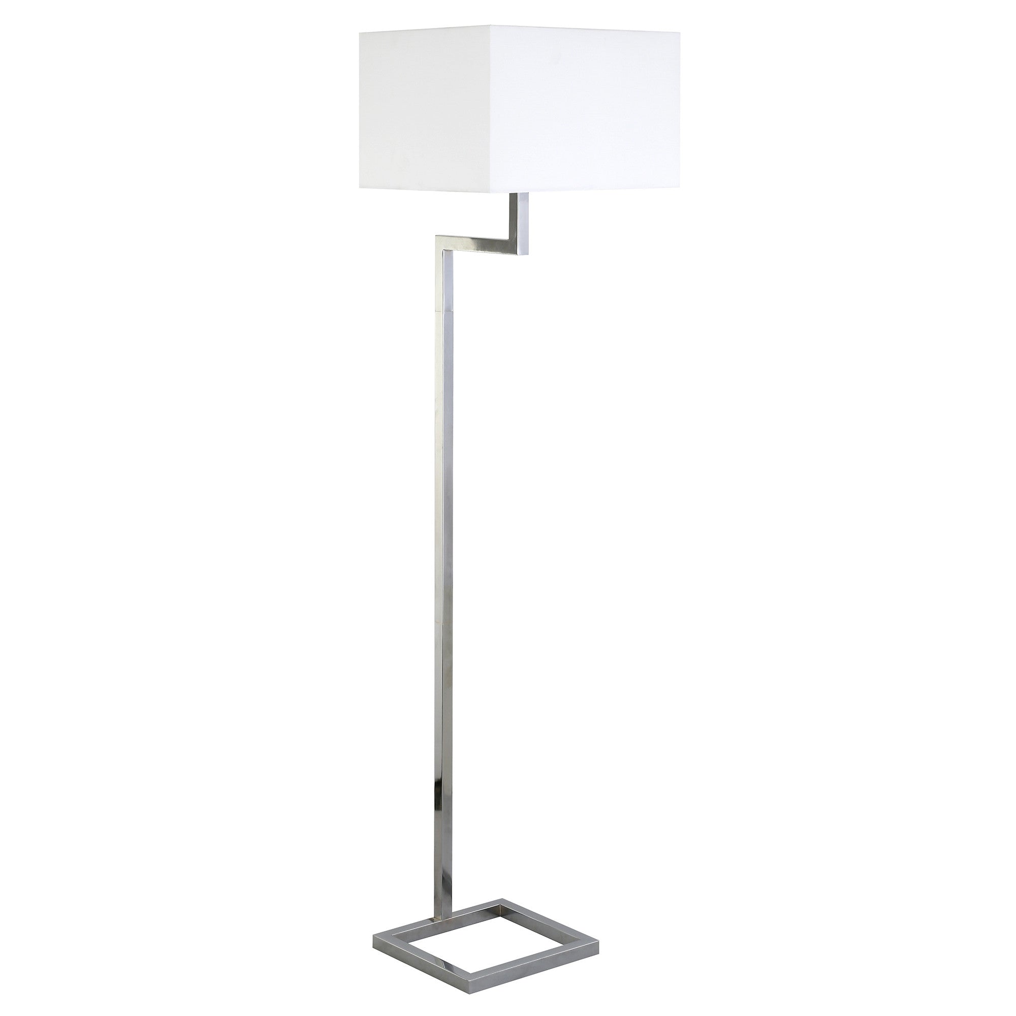 Homeroots 523440 64 In. Nickel Traditional Shaped Floor Lamp With White Frosted Glass Rectangular Shade