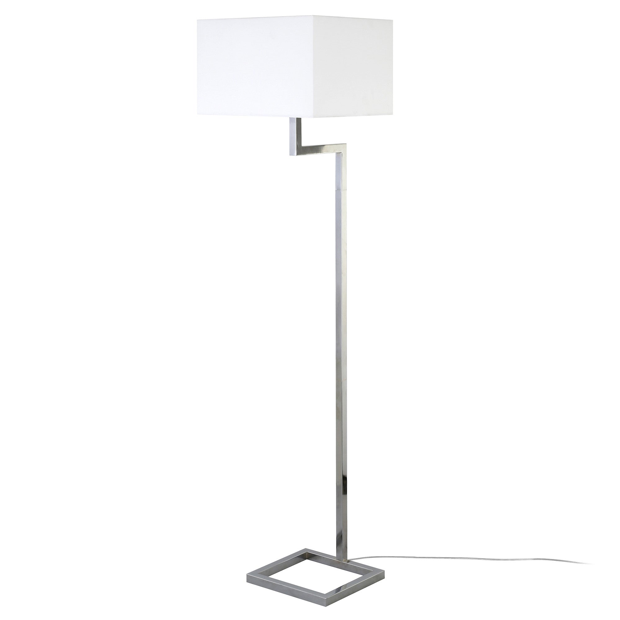 Homeroots 523440 64 In. Nickel Traditional Shaped Floor Lamp With White Frosted Glass Rectangular Shade