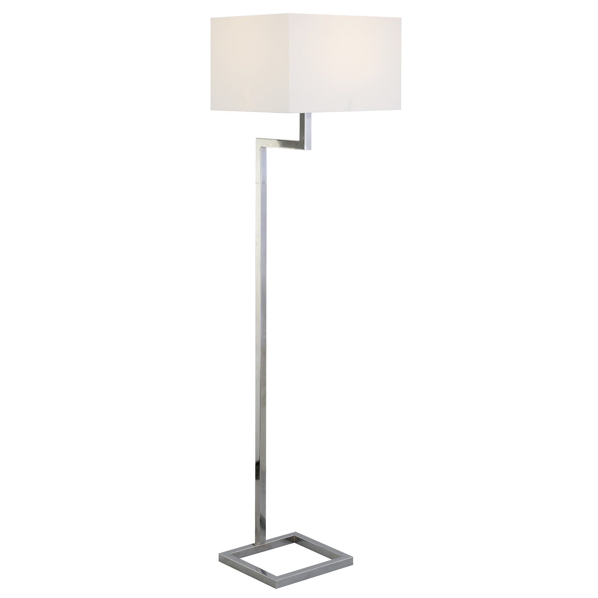 Homeroots 523440 64 In. Nickel Traditional Shaped Floor Lamp With White Frosted Glass Rectangular Shade