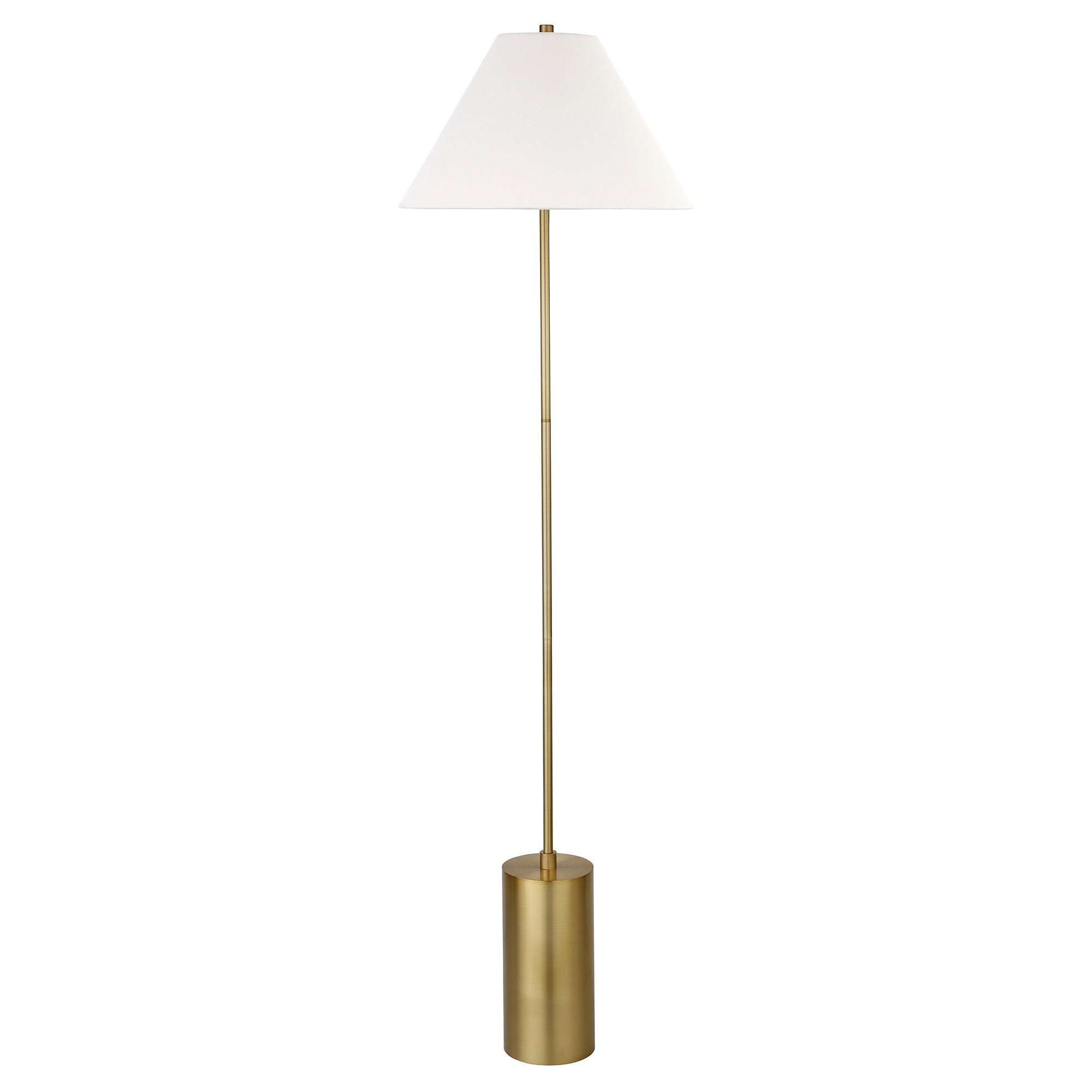 64 Brass Traditional Shaped Floor Lamp With White Frosted Glass Empire Shade