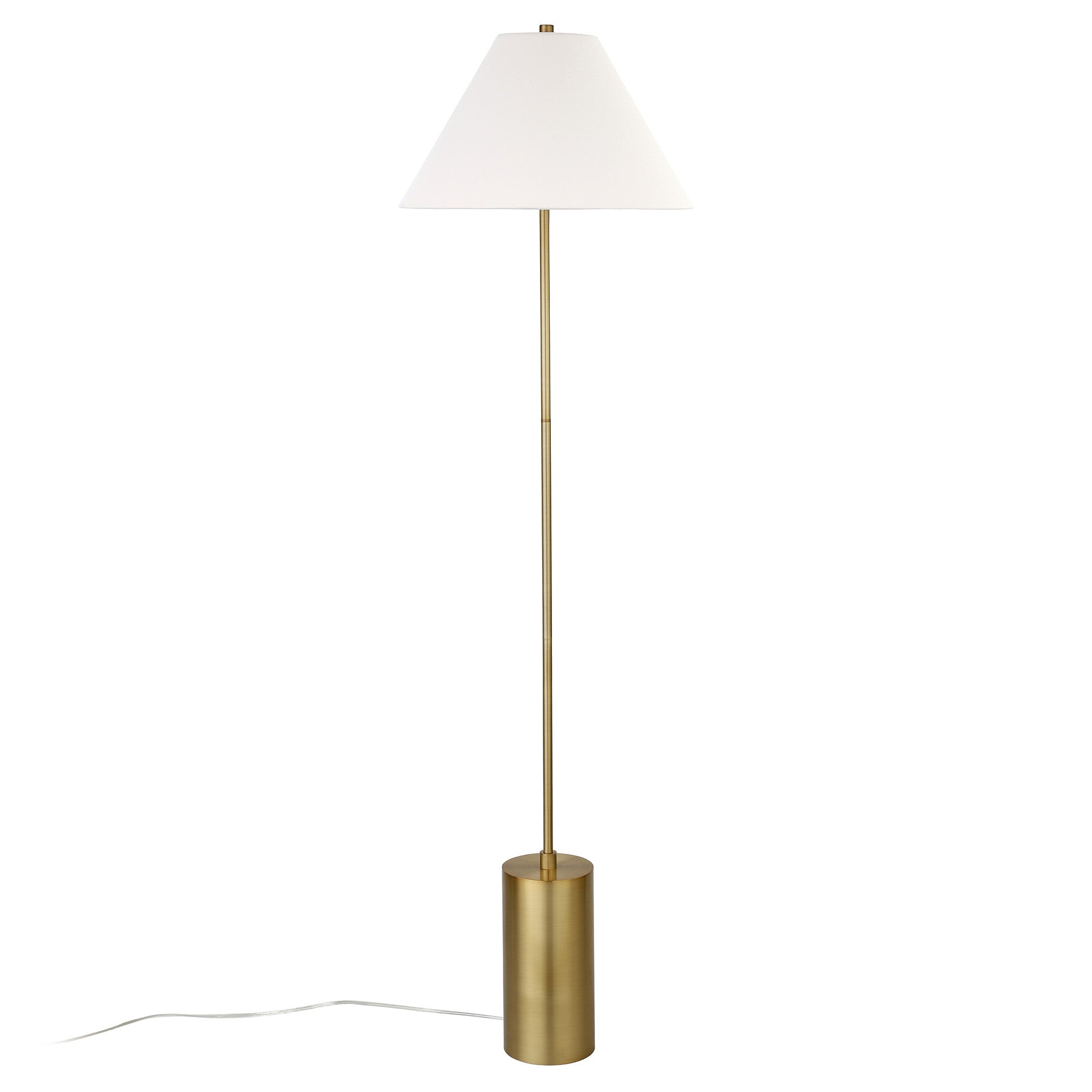 64 Brass Traditional Shaped Floor Lamp With White Frosted Glass Empire Shade