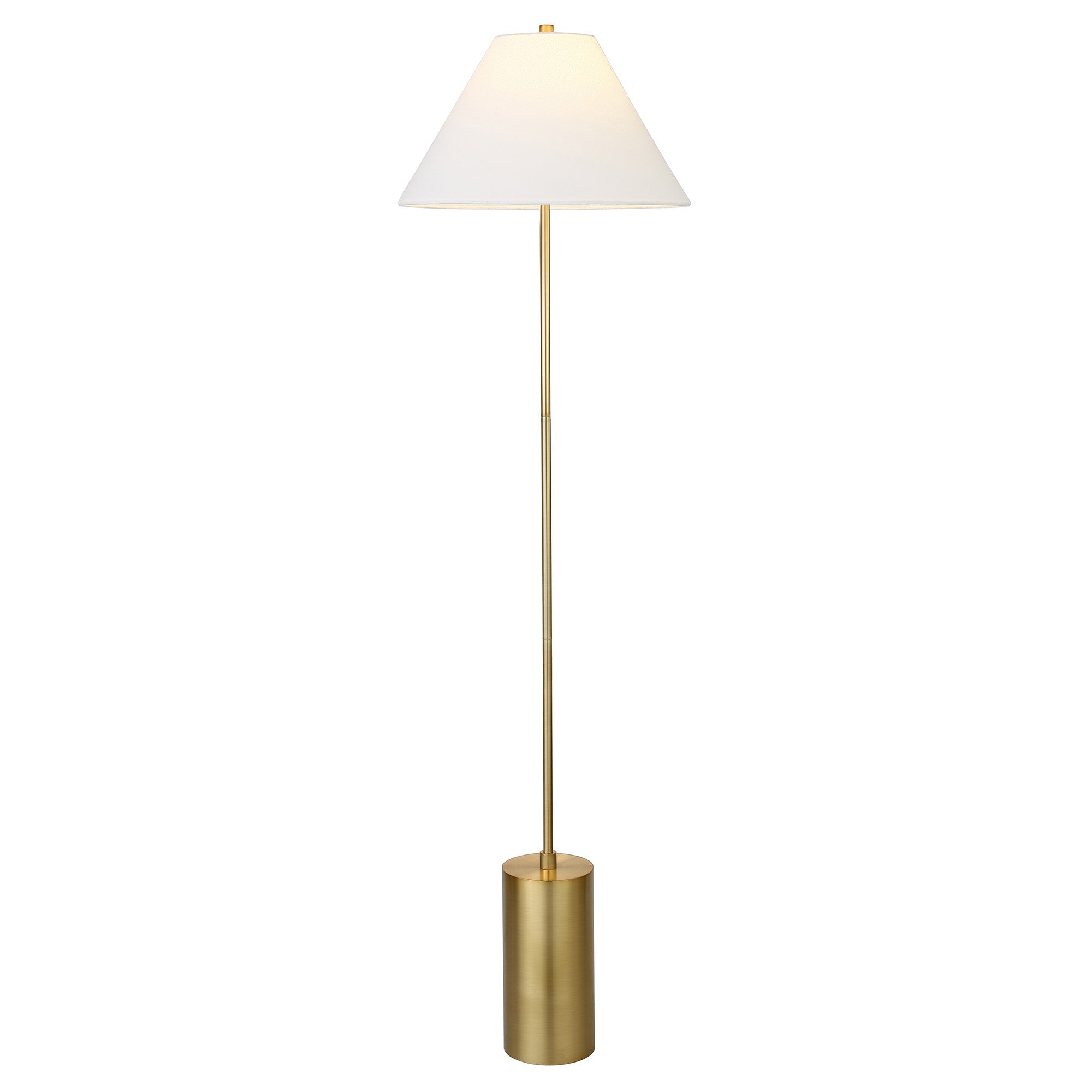 64 Brass Traditional Shaped Floor Lamp With White Frosted Glass Empire Shade