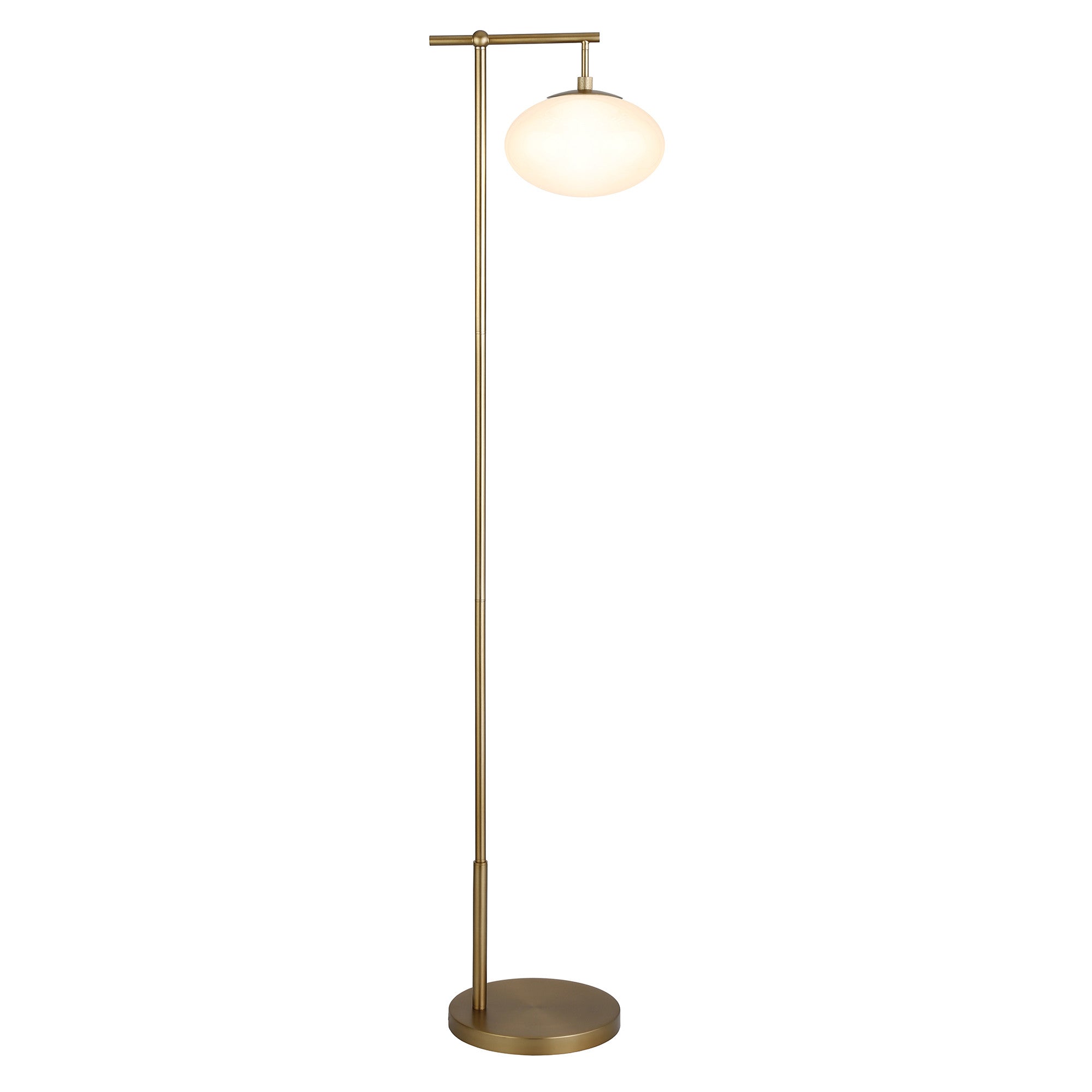 Homeroots 523520 68 In. Brass Reading Floor Lamp With White Frosted Glass Globe Shade