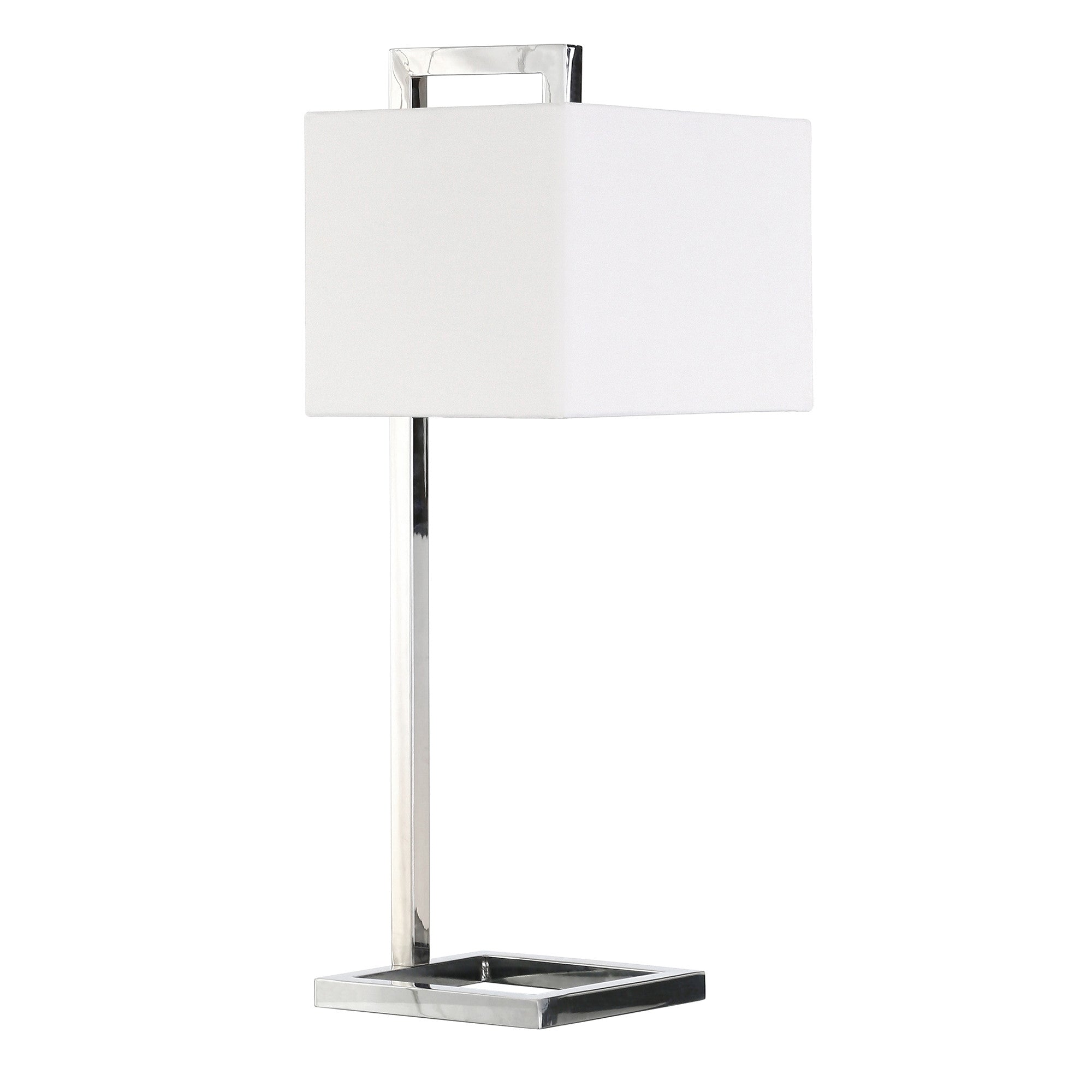 26'' Silver Metal Square Arched Table Lamp With White Square Shade