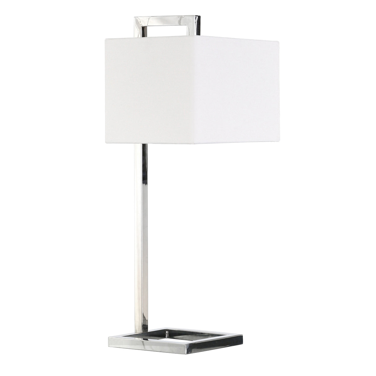 26'' Silver Metal Square Arched Table Lamp With White Square Shade