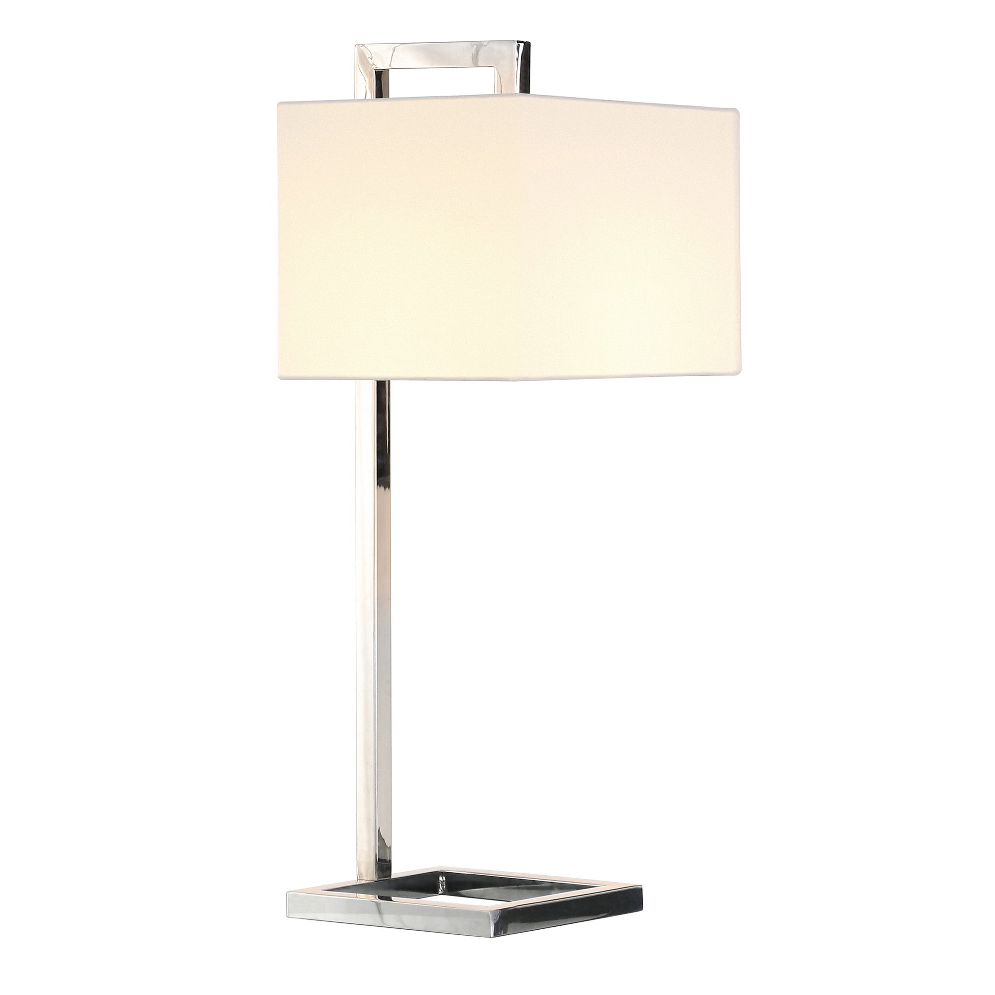 26'' Silver Metal Square Arched Table Lamp With White Square Shade