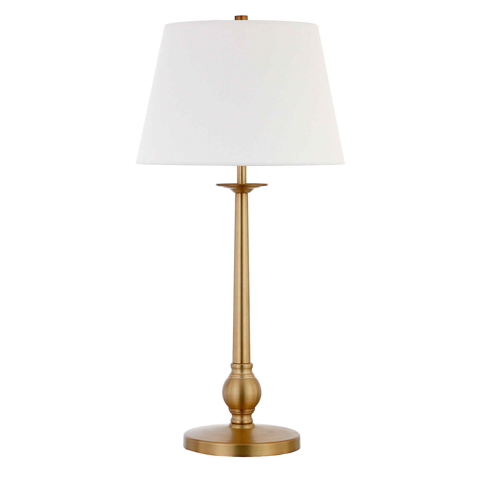 Homeroots 524376 28 In. Brass Metal Table Lamp With White Empire Shade